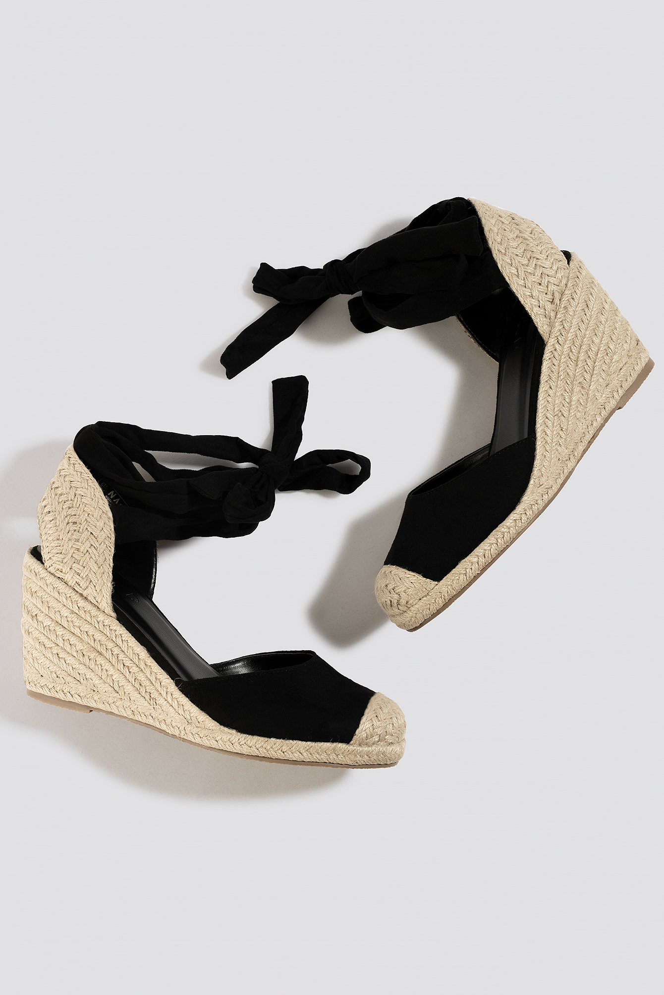 Jute Wedge Heel Sandals Black