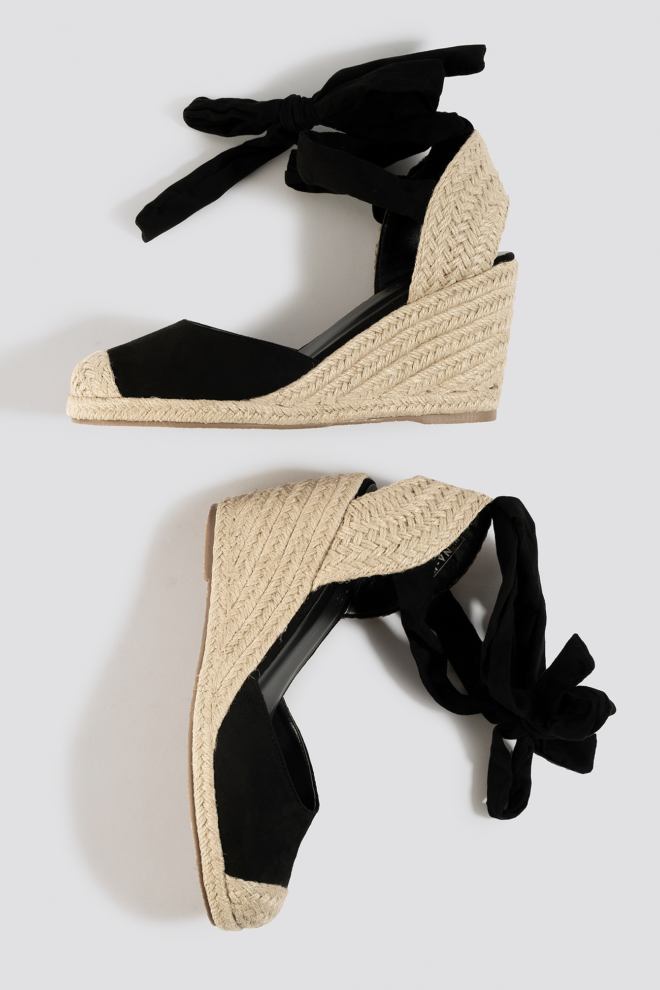 Jute Wedge Heel Sandals Black