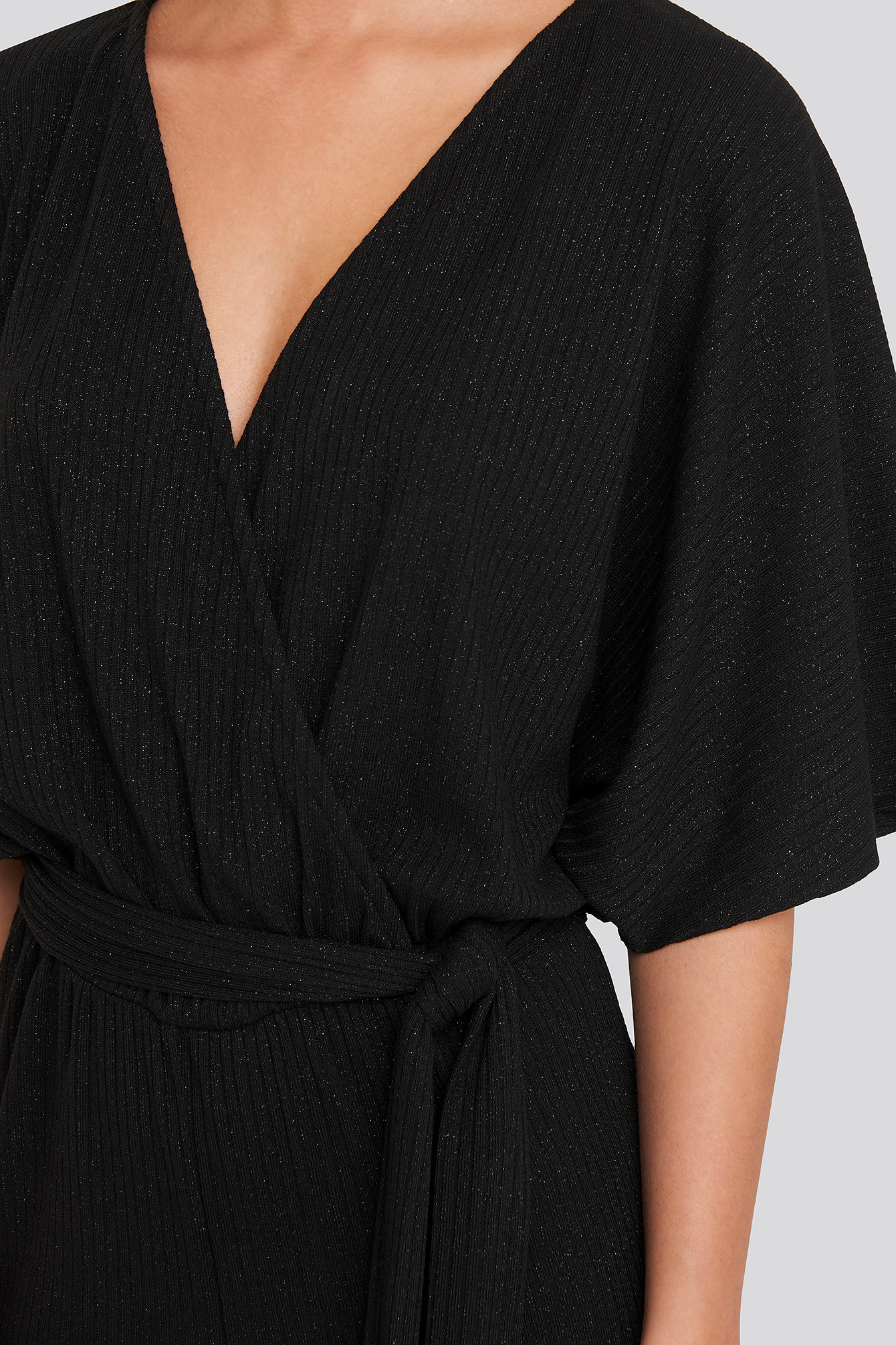 Kimono Sleeve Lurex Jumpsuit Schwarz