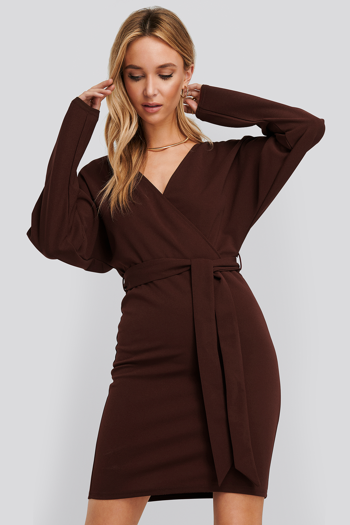 Kimono Sleeve Mini Dress Burgundy