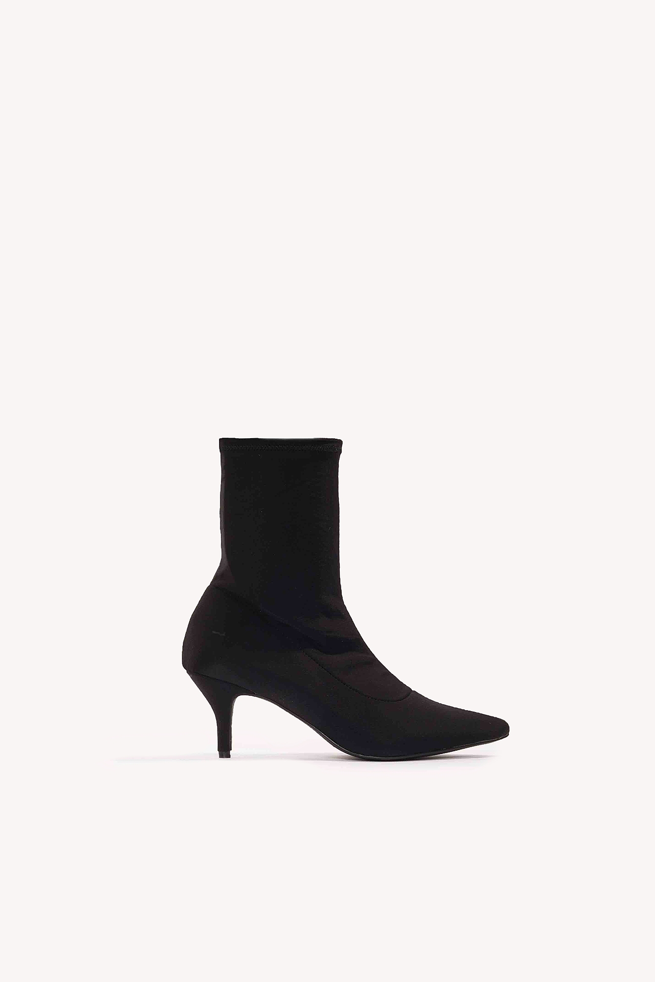 black sock boot kitten heel