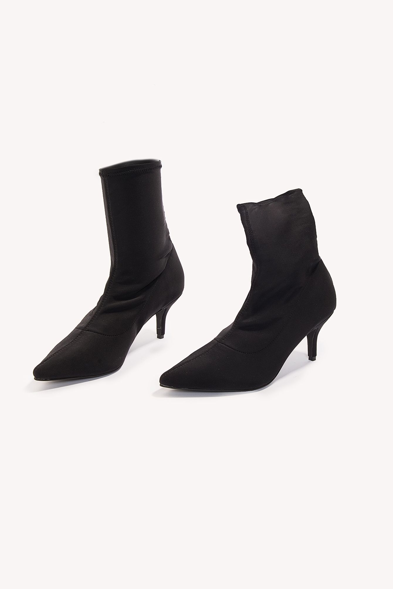 Kitten Heel Sock Boot Black