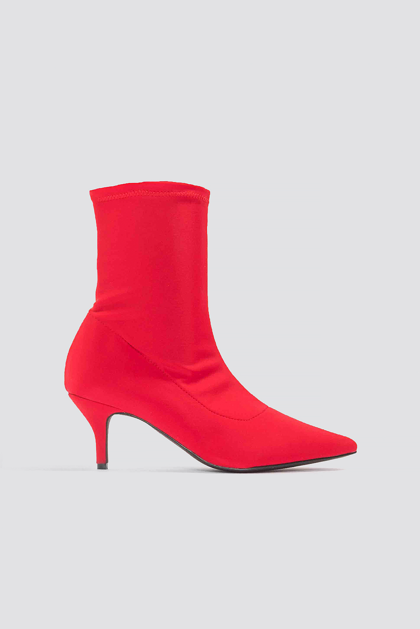 Kitten Heel Sock Boot Red | NA-KD