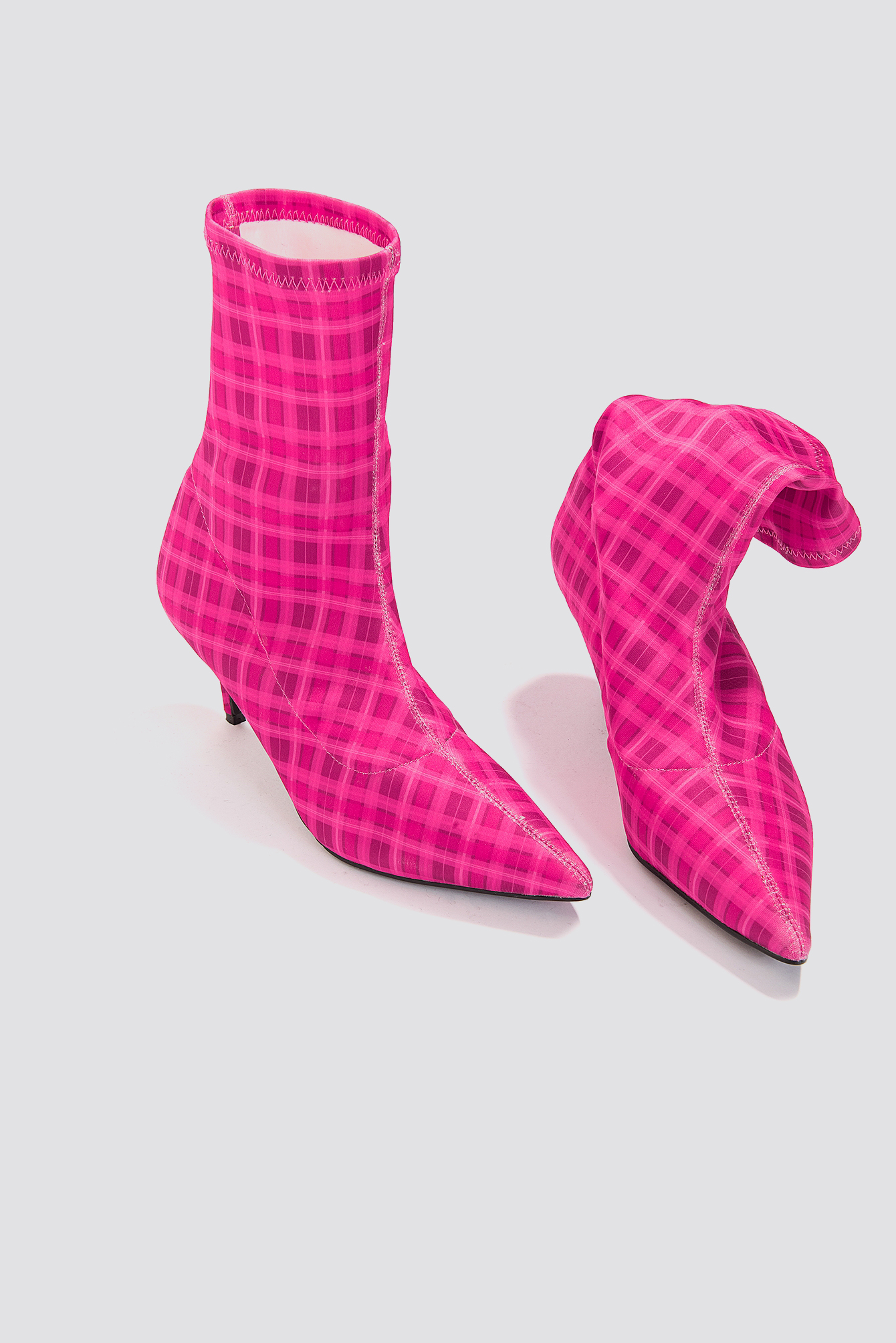 Kitten Heel Sock Boot Pink