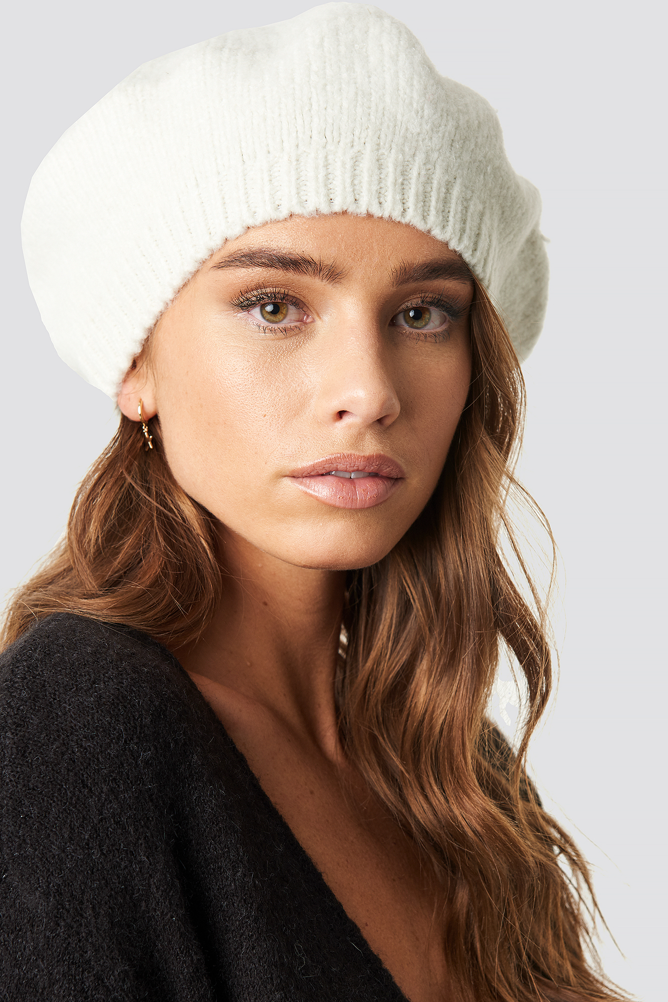 Knitted Beret Hat White