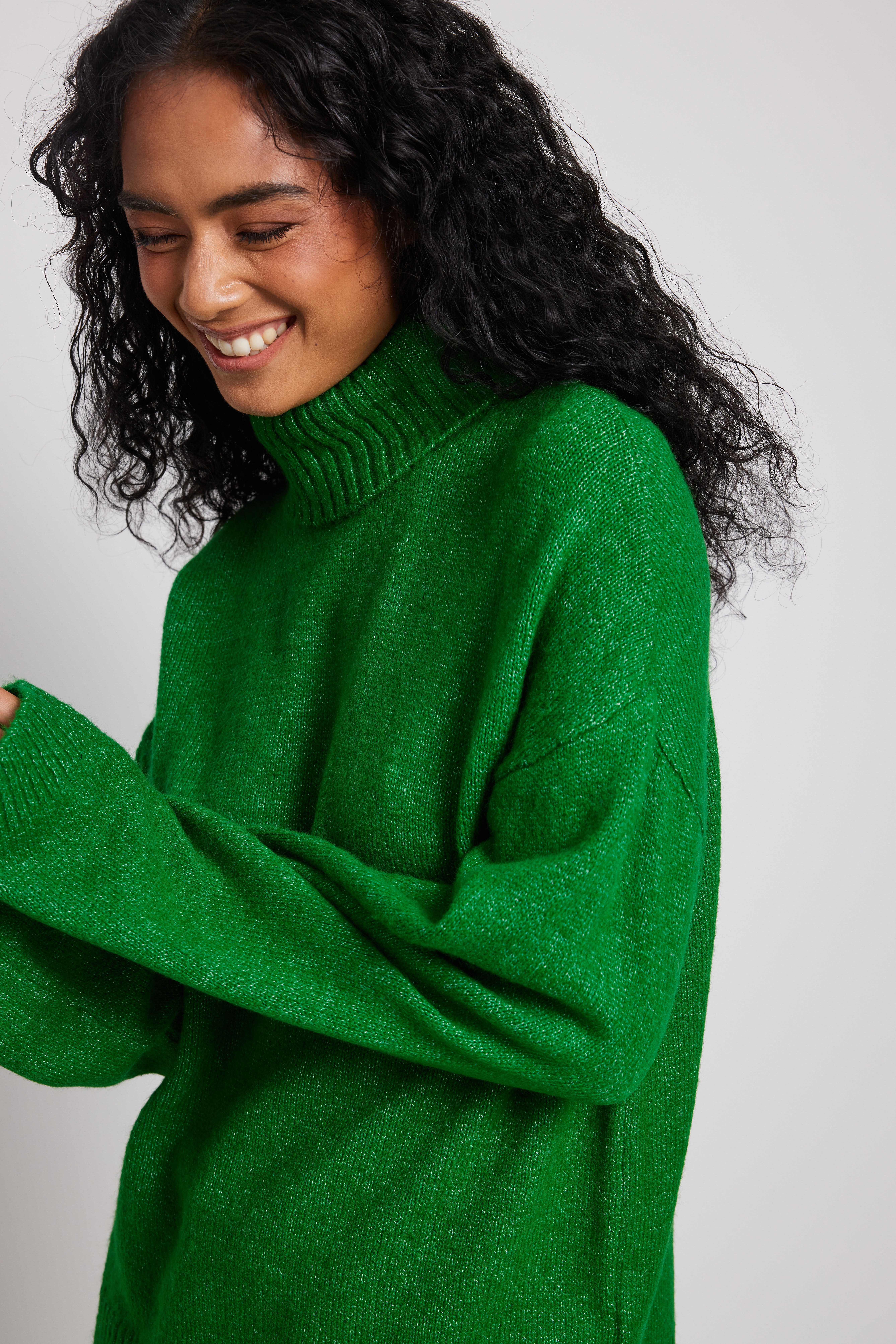 Green Knitted High Neck Sweater