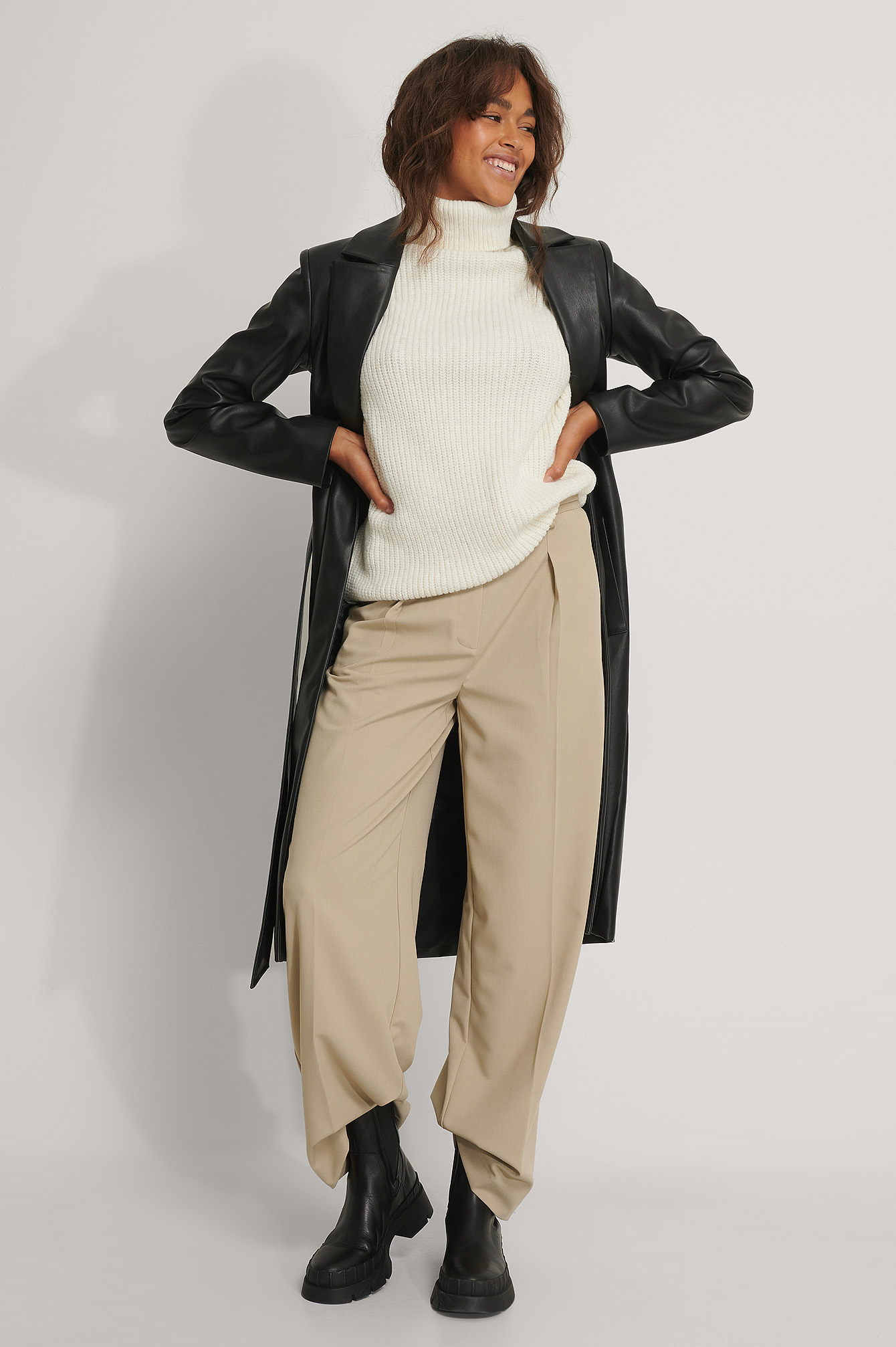 Knitted High Neck Vest White