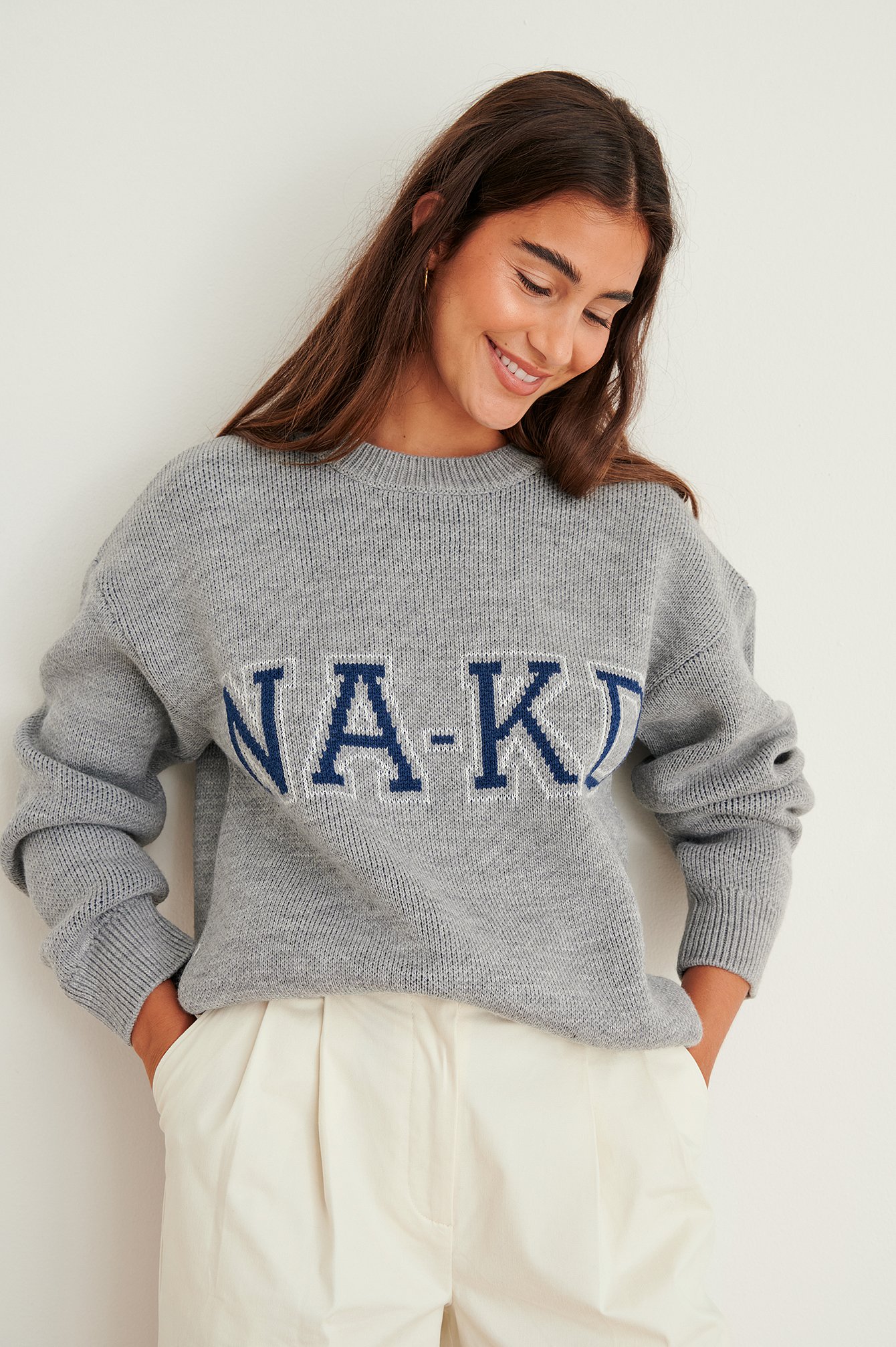 Grey Melange Knitted NA-KD Sweater