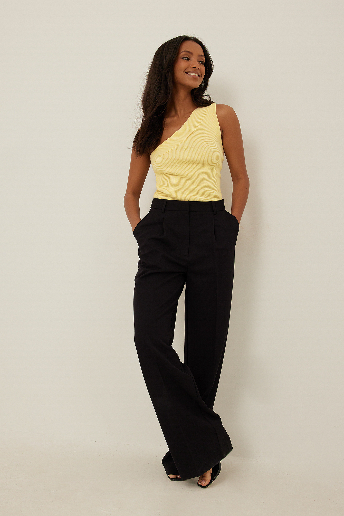 Knitted One Shoulder Top Yellow | na-kd.com