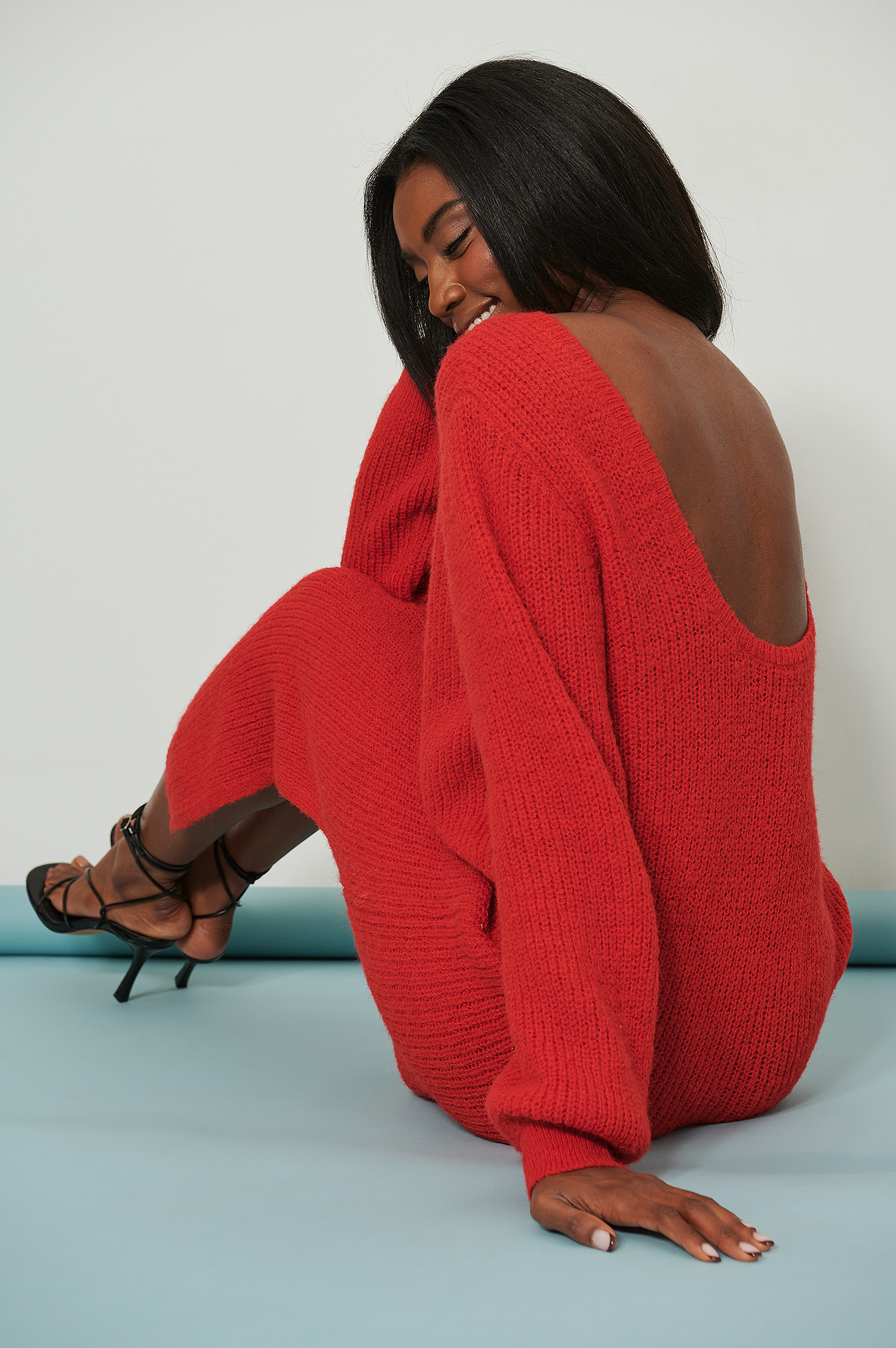 Wide Sleeve Slit Dress Red | na-kd 