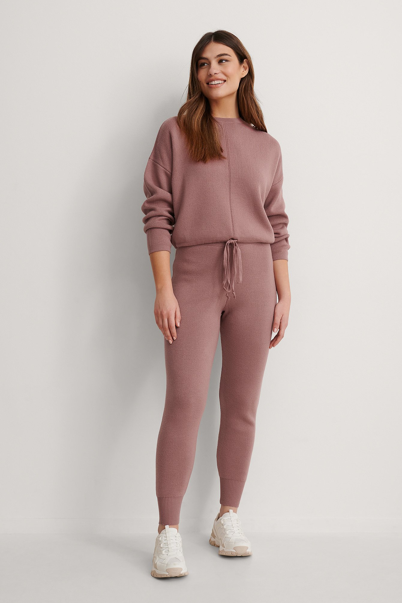 Dusty Dark Pink NA-KD Knitted Trousers