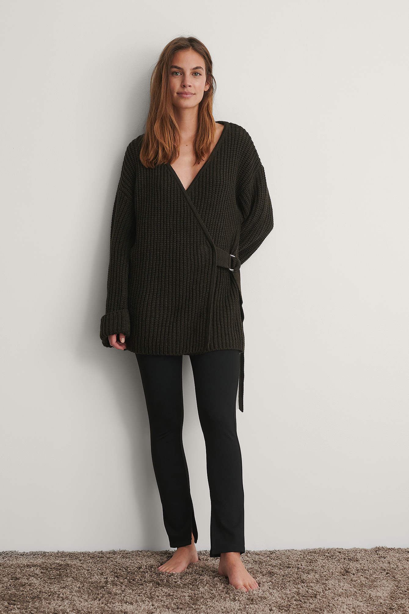Knitted Wide Sleeve Cardigan Black | na 