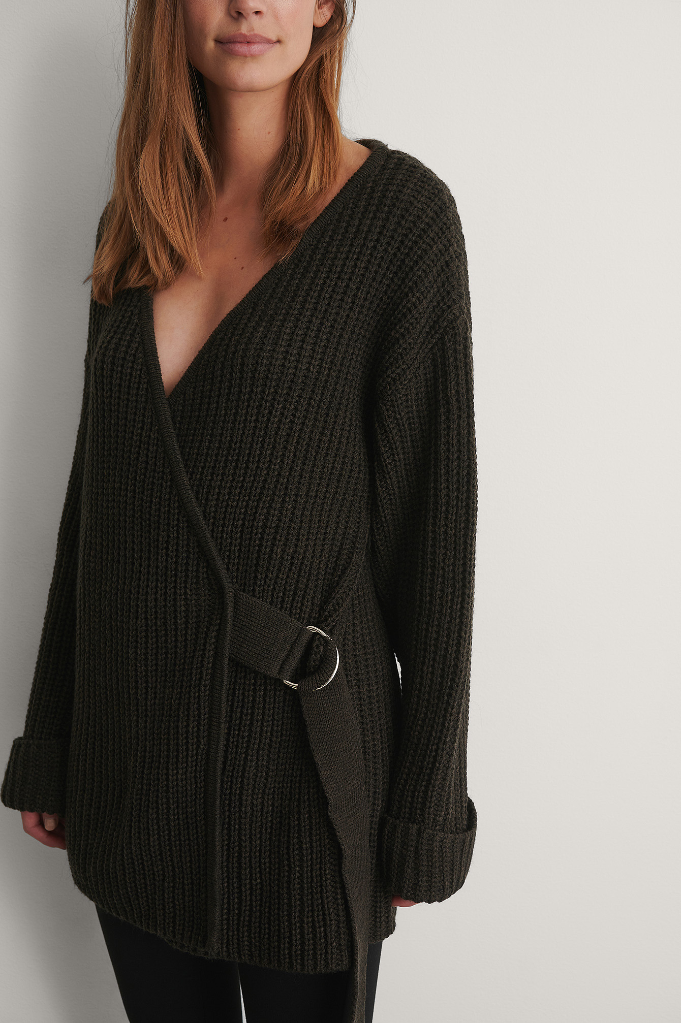 Knitted Wide Sleeve Cardigan Brown | na 