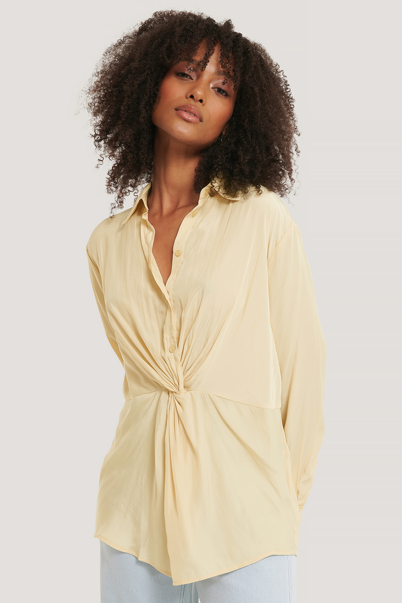 Knot Front Blouse Beige | na-kd.com