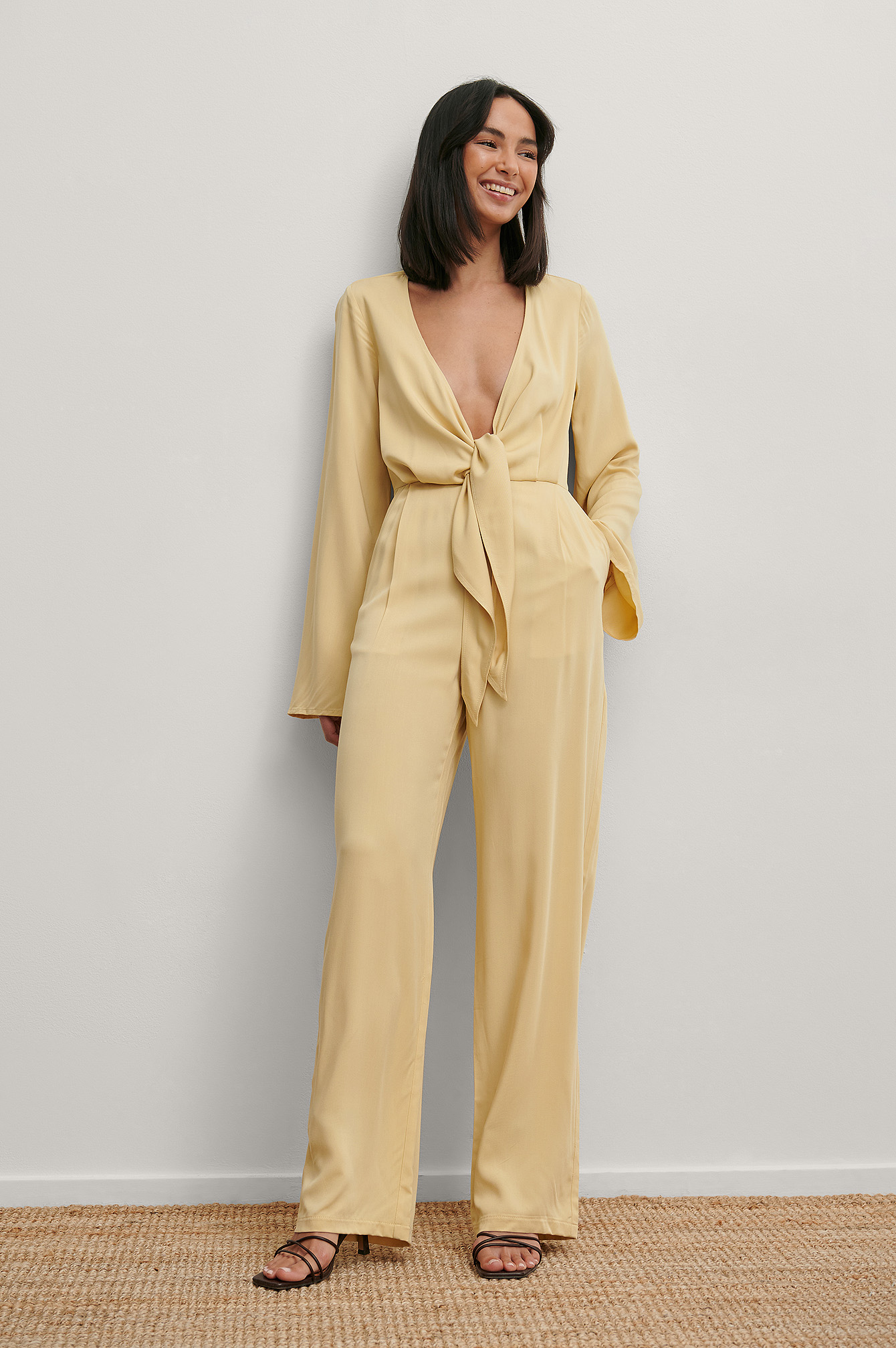 Knot Front Jumpsuit Yellow