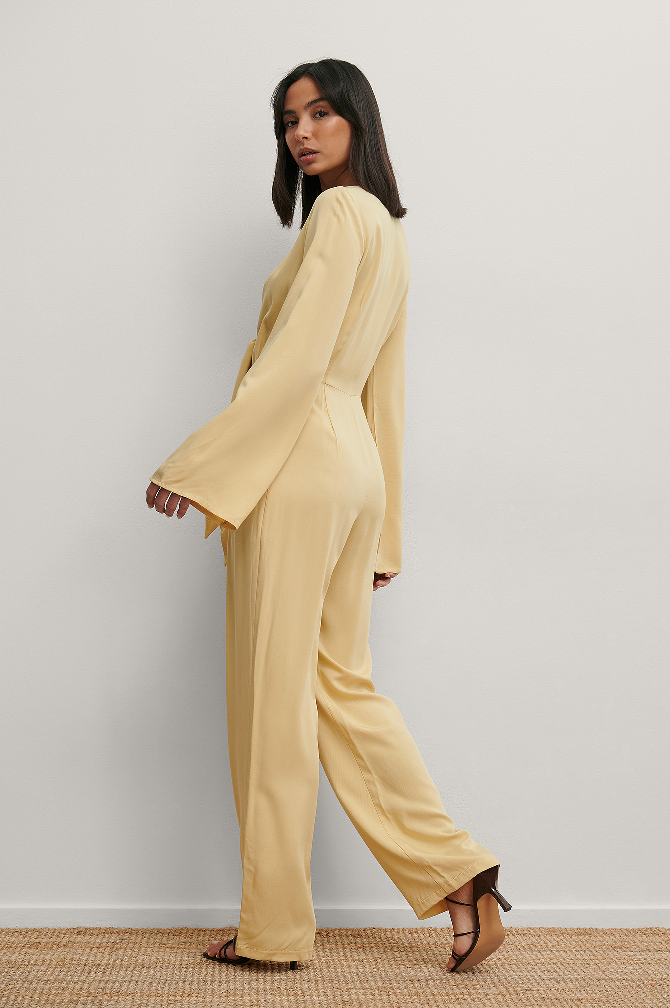 Knot Front Jumpsuit Yellow