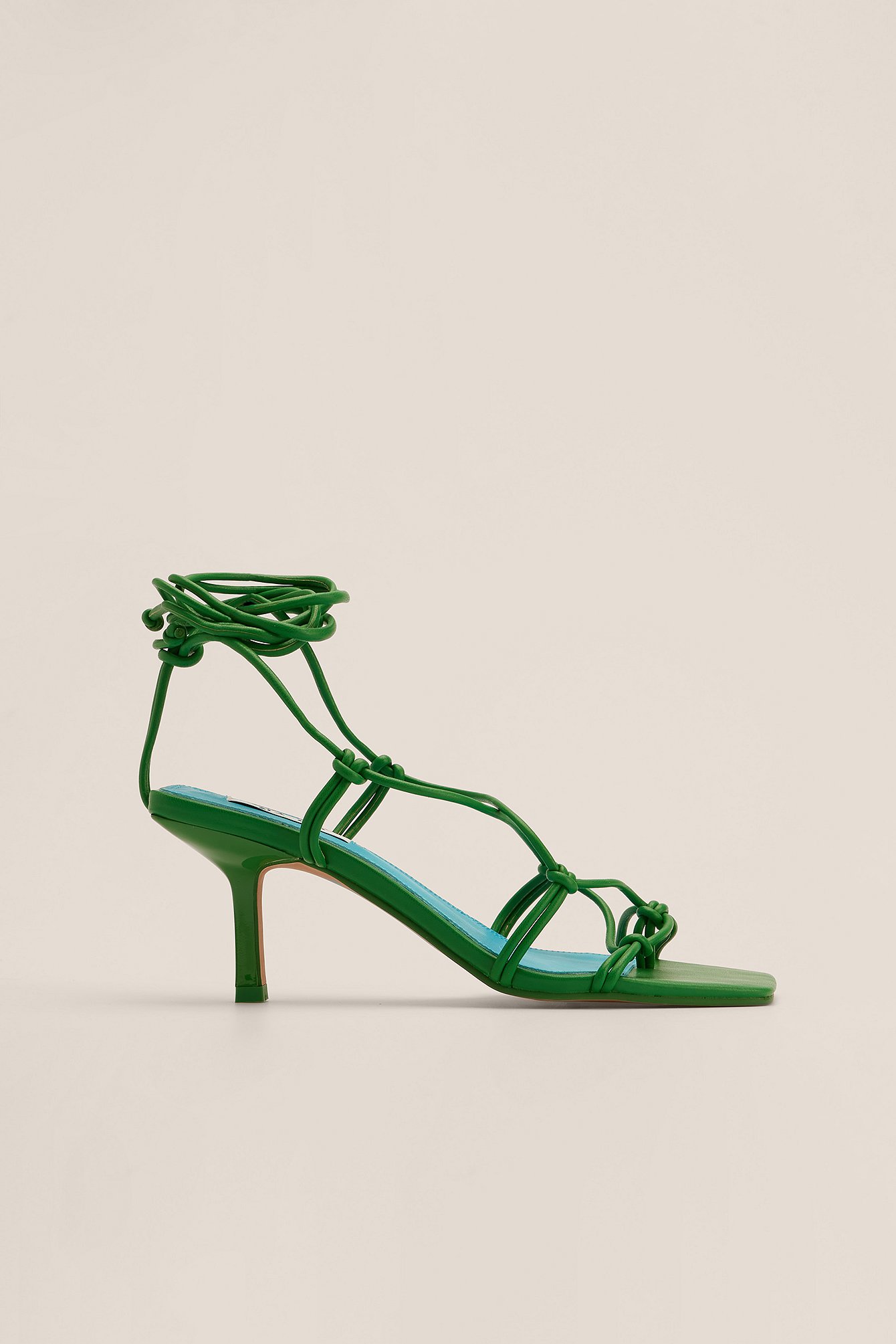 NA-KD Shoes Stilettos med knutet ankelband - Green