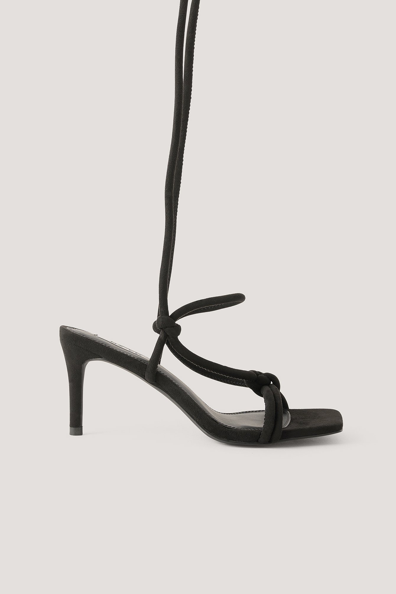 Black Knotted Straps Heeled Sandals