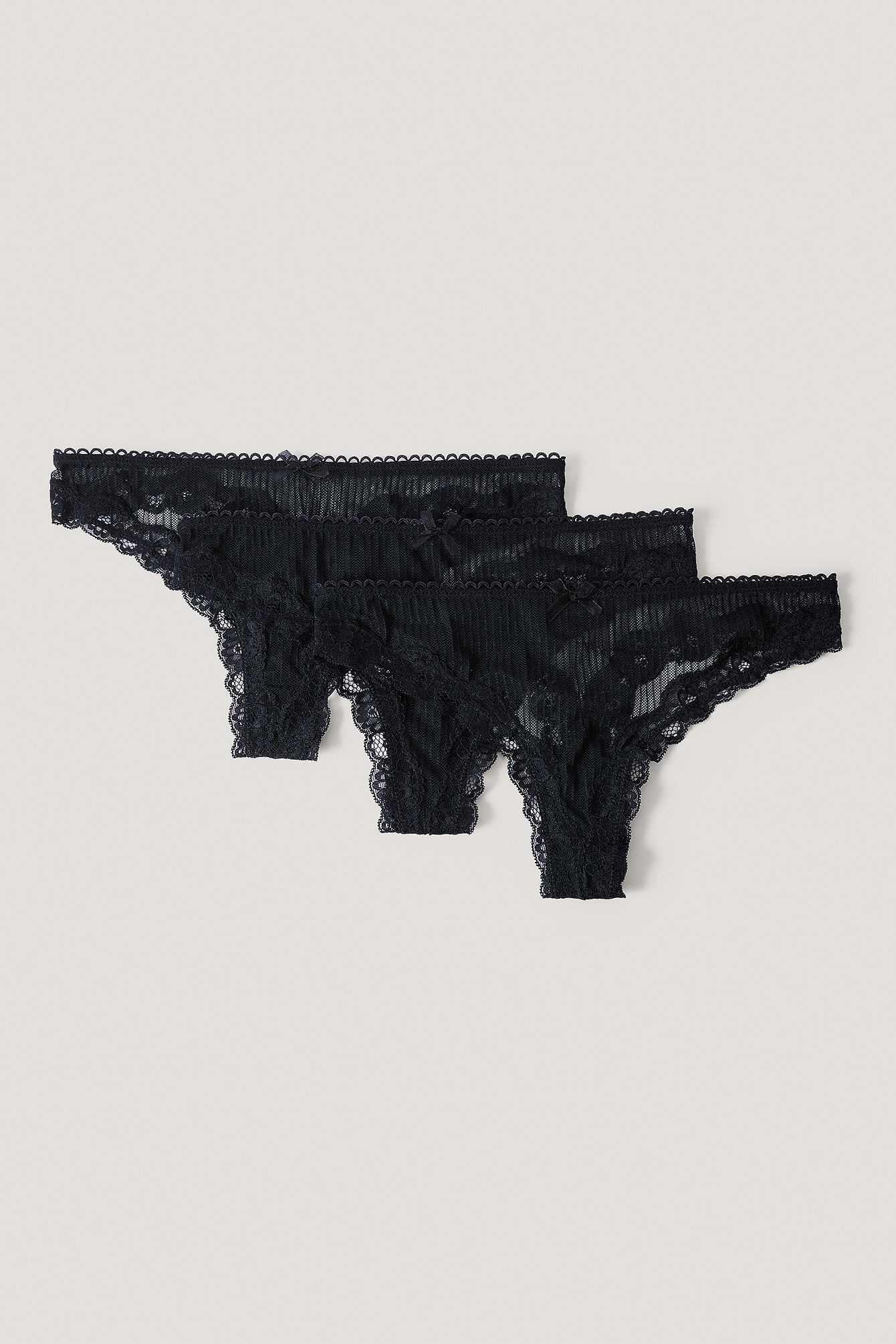 Micro Lace Edge String 3-pack Black | na-kd.com