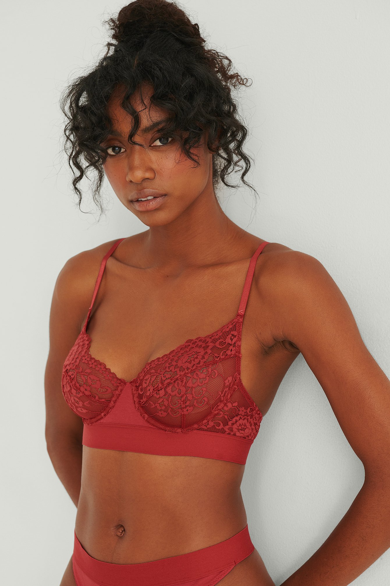 Red Lace Elastic Cup Bra