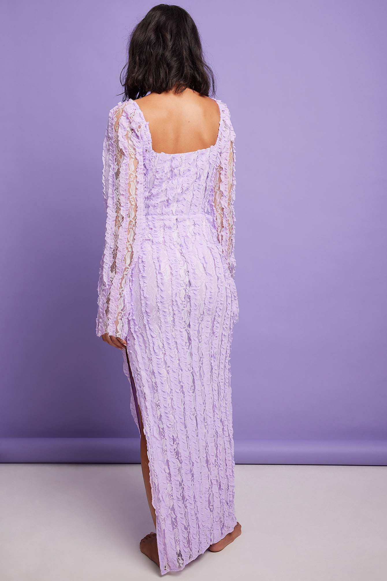 Lace Structured Maxi Dress Purple