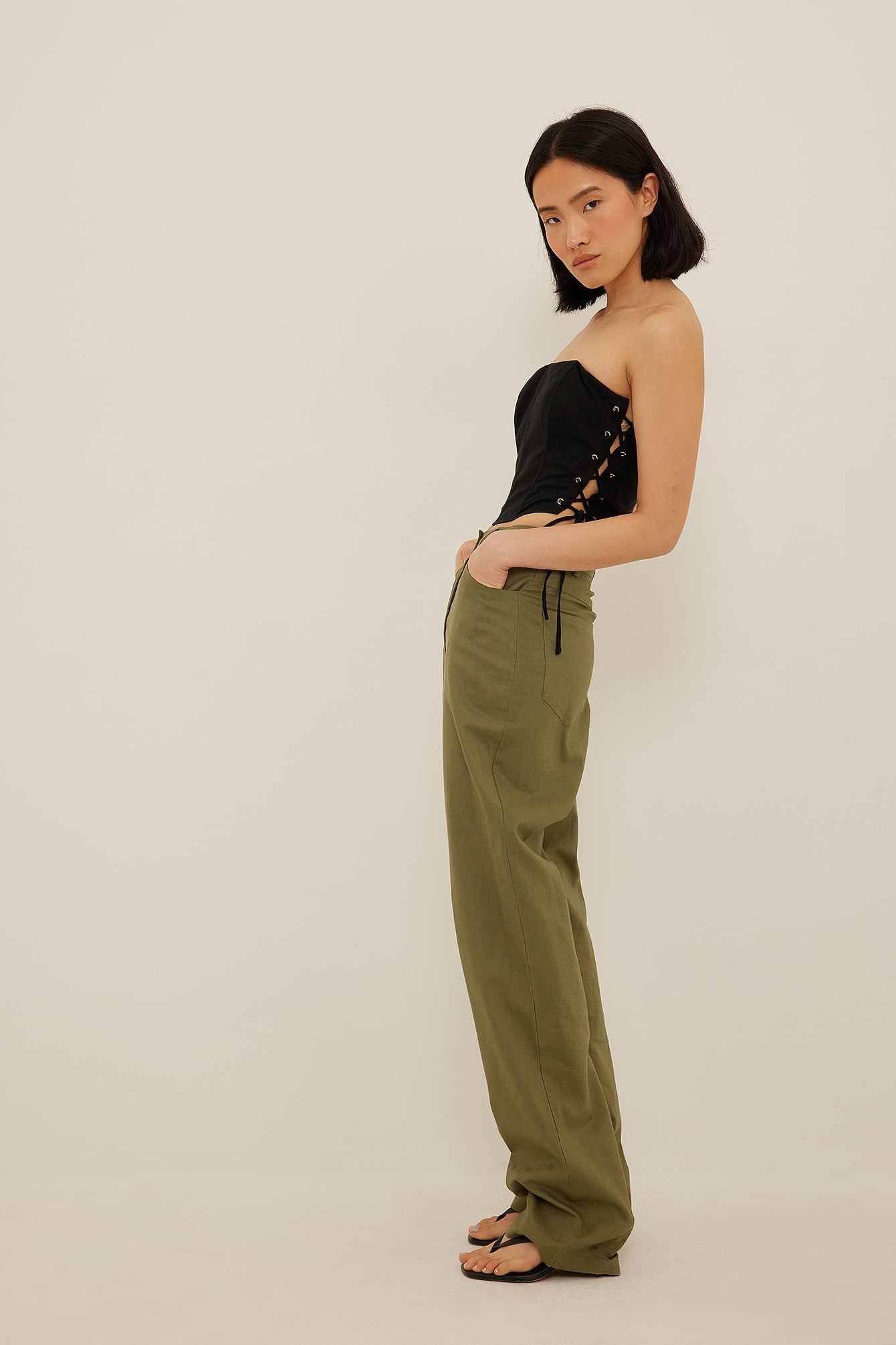 Lace Up Corset Top Black | na-kd.com