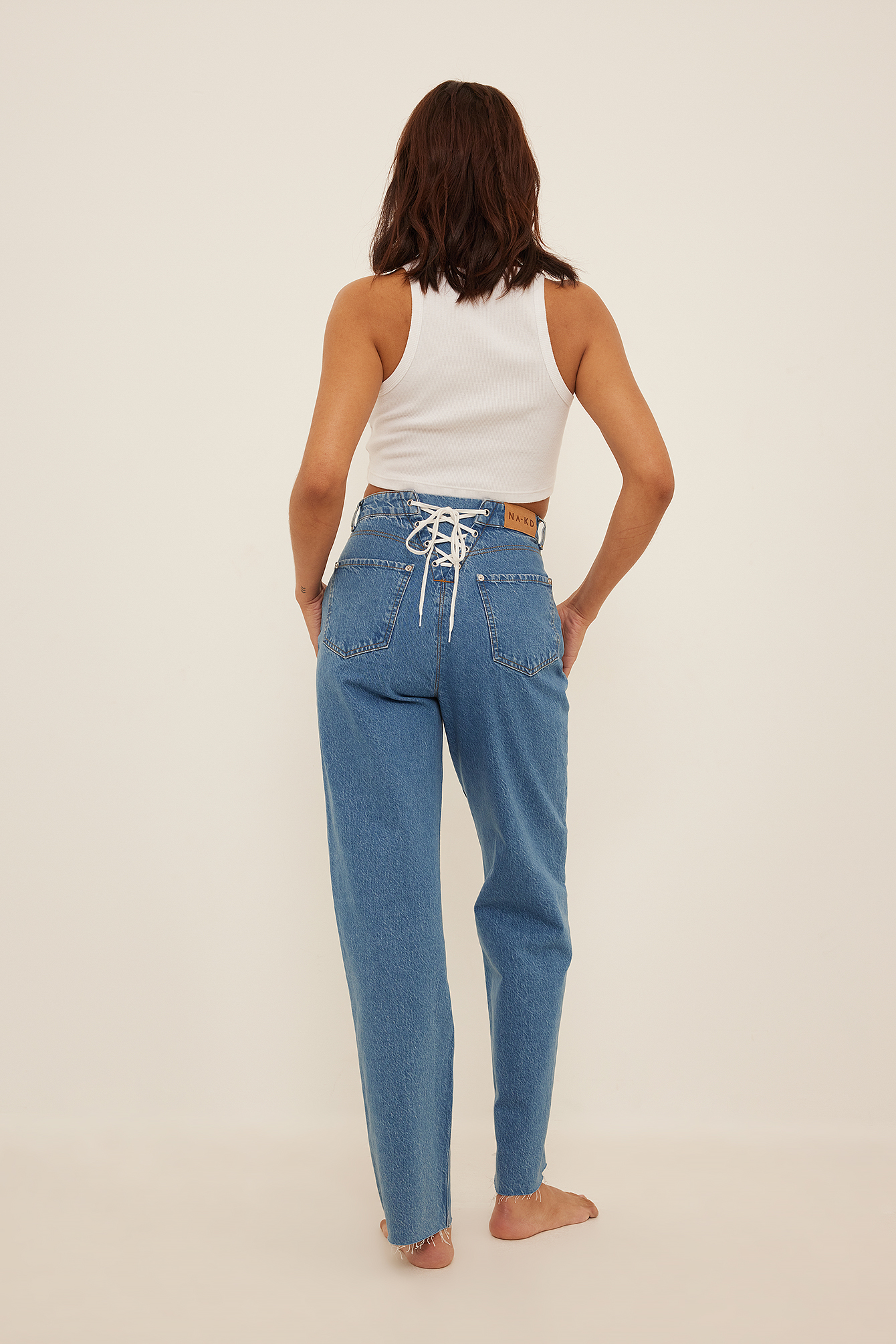 Lacing Back Denim Blue | na-kd.com