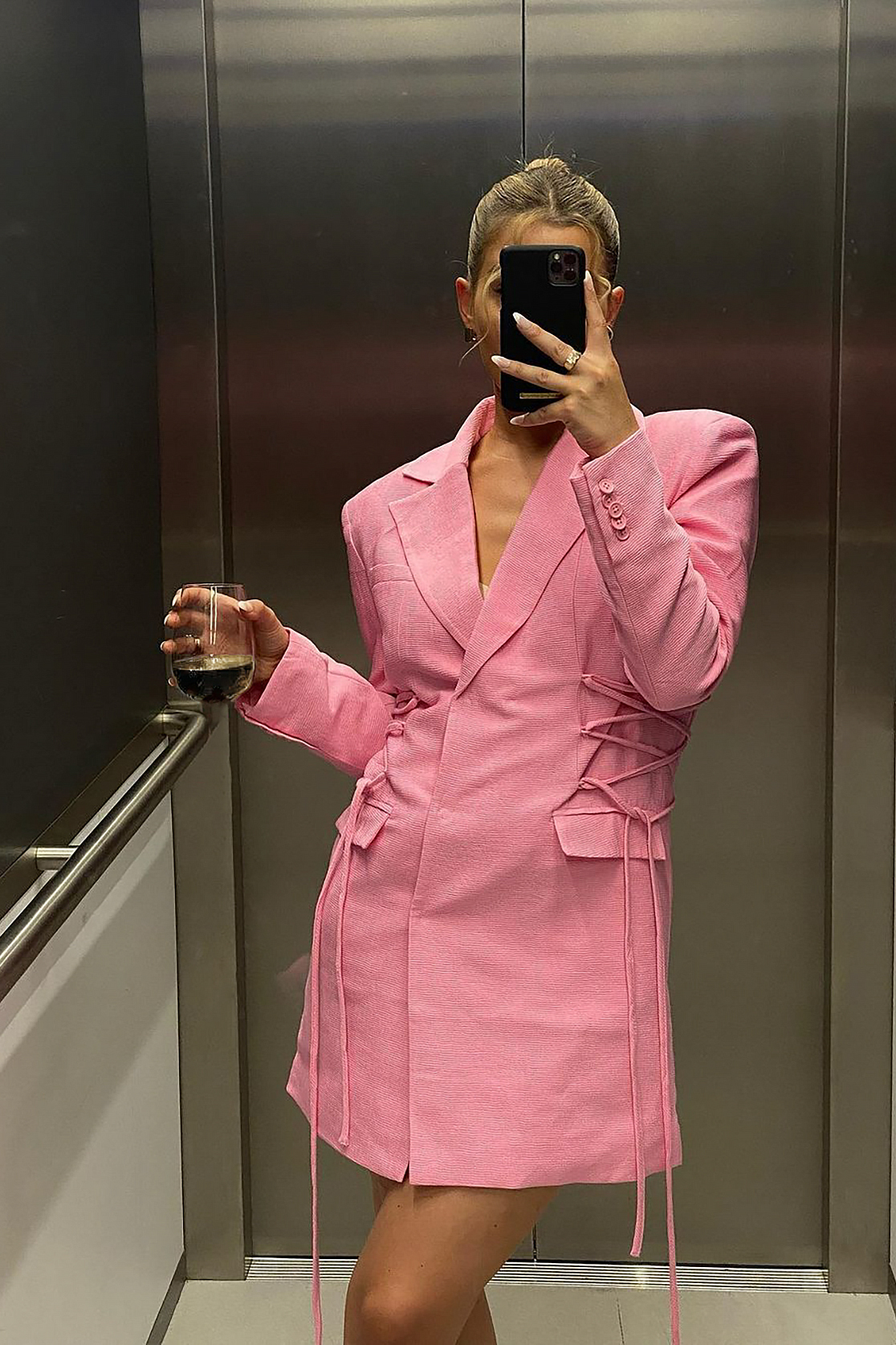Pink mini blazer dress | River Island