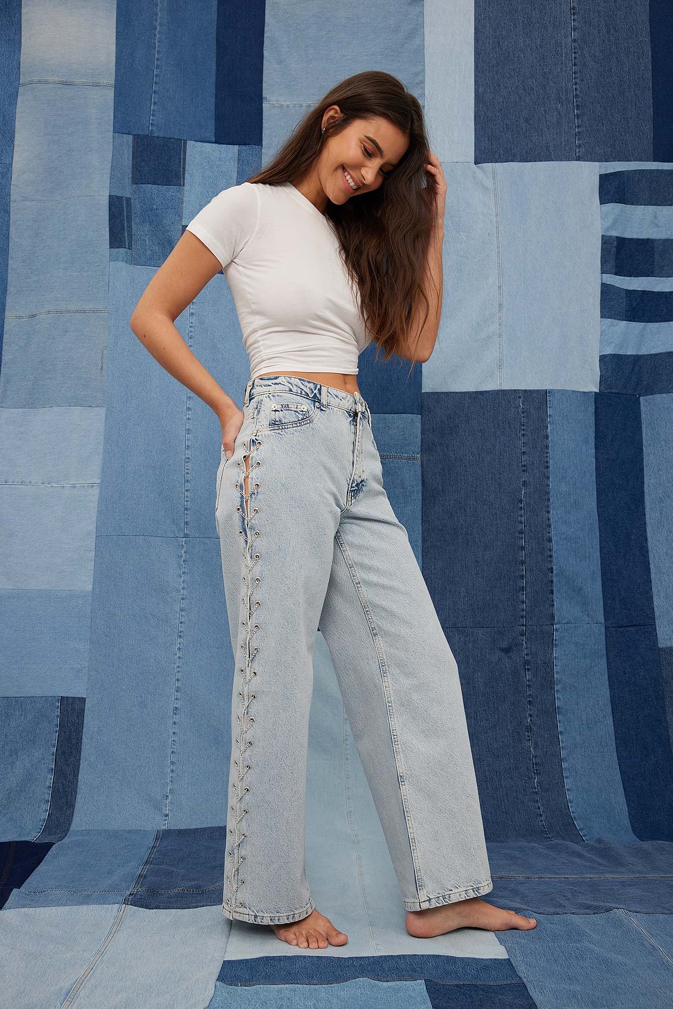 Acid Blue Detaillierte Jeans