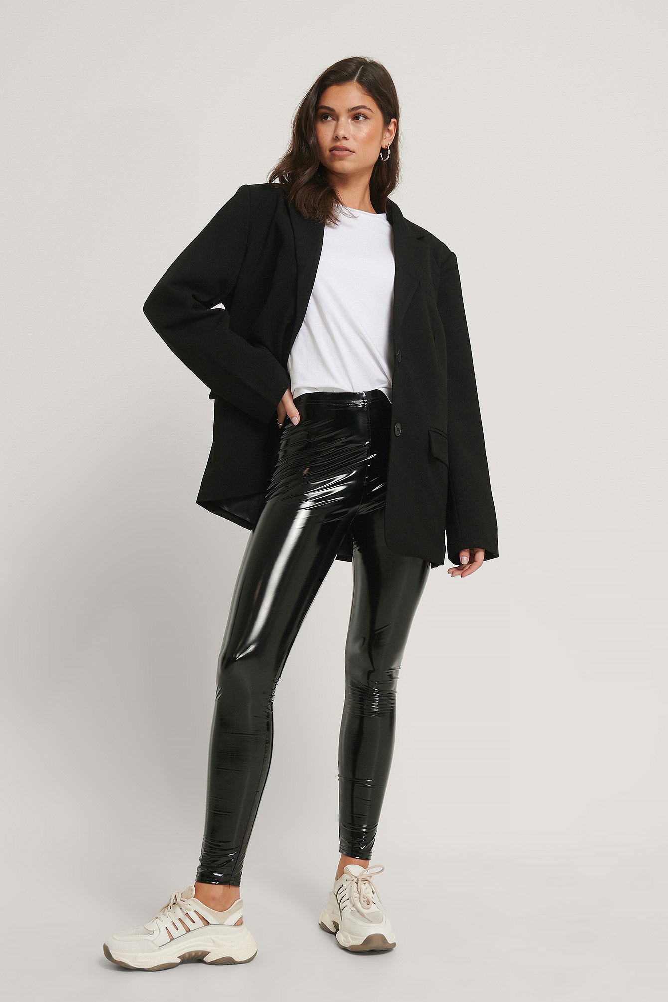 Black NA-KD Trend Lacquered Leggings