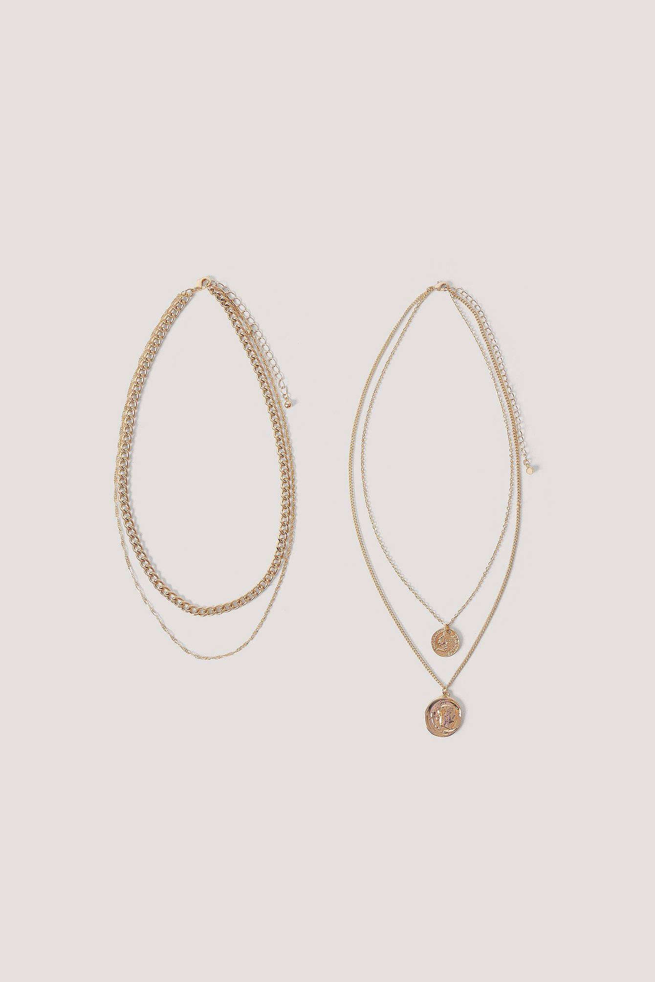 Gold Layered Coin And Chain Necklaces