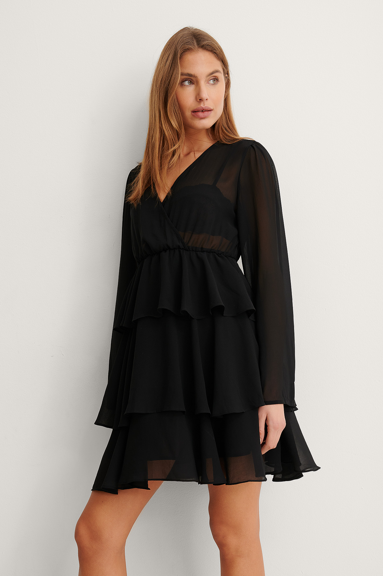 Layered Flounce Dress Black | na-kd.com