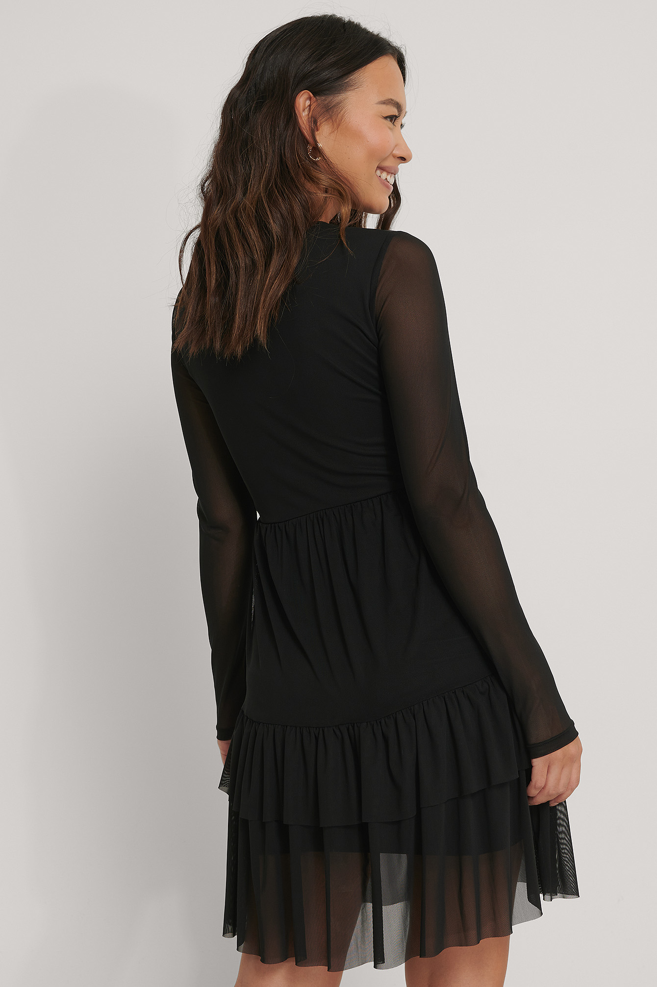 Layered Mesh Dress Black | na-kd.com