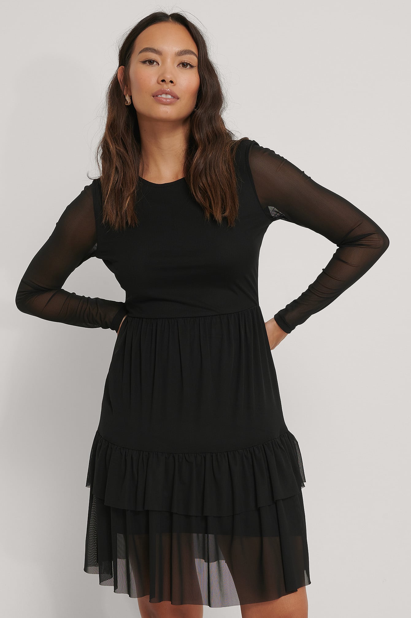 Layered Mesh Dress Black | na-kd.com