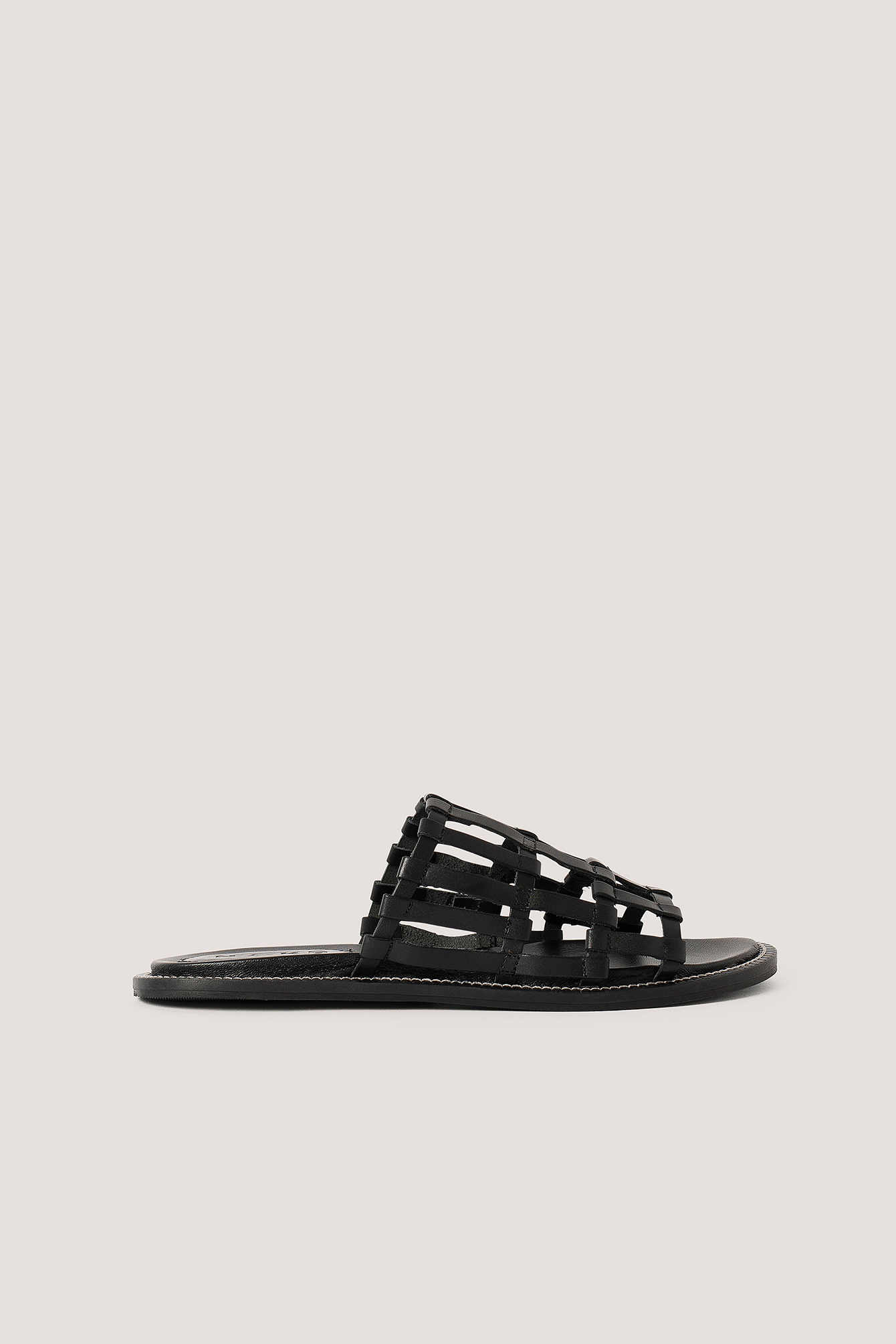 Black Leather Cage Slippers