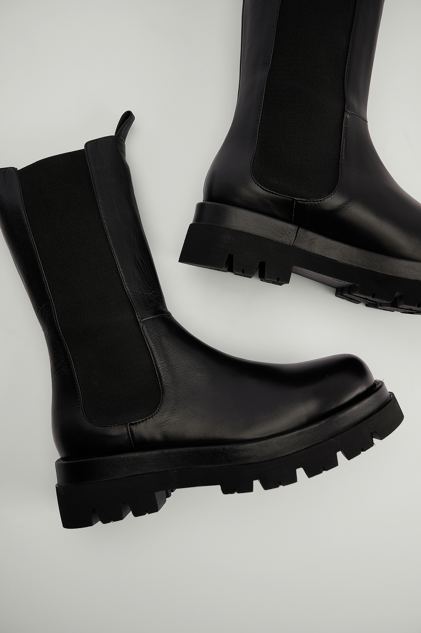 Botas altas de cuero Negro | na-kd.com