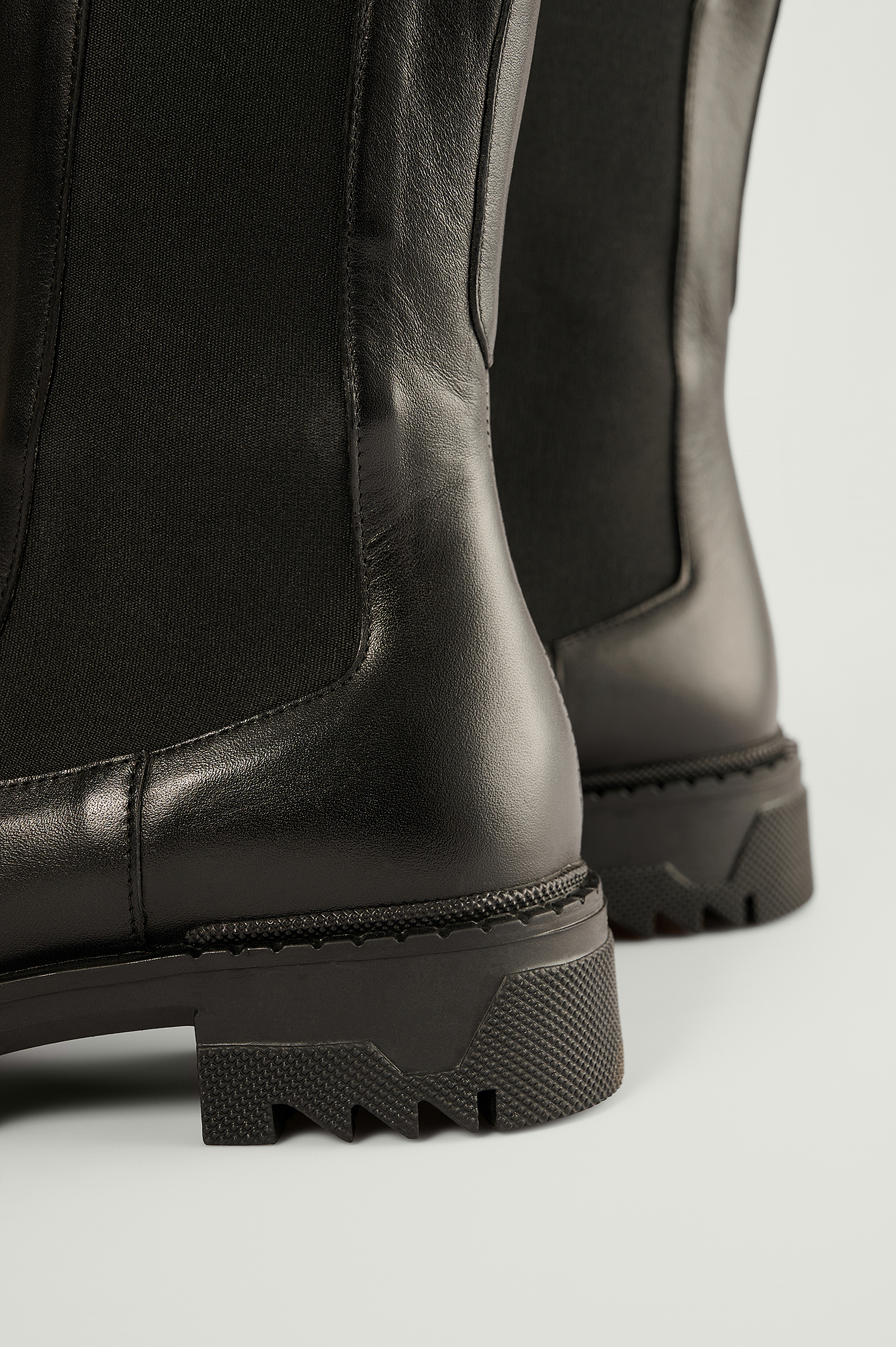 Black Leather Profile Chelsea Boots