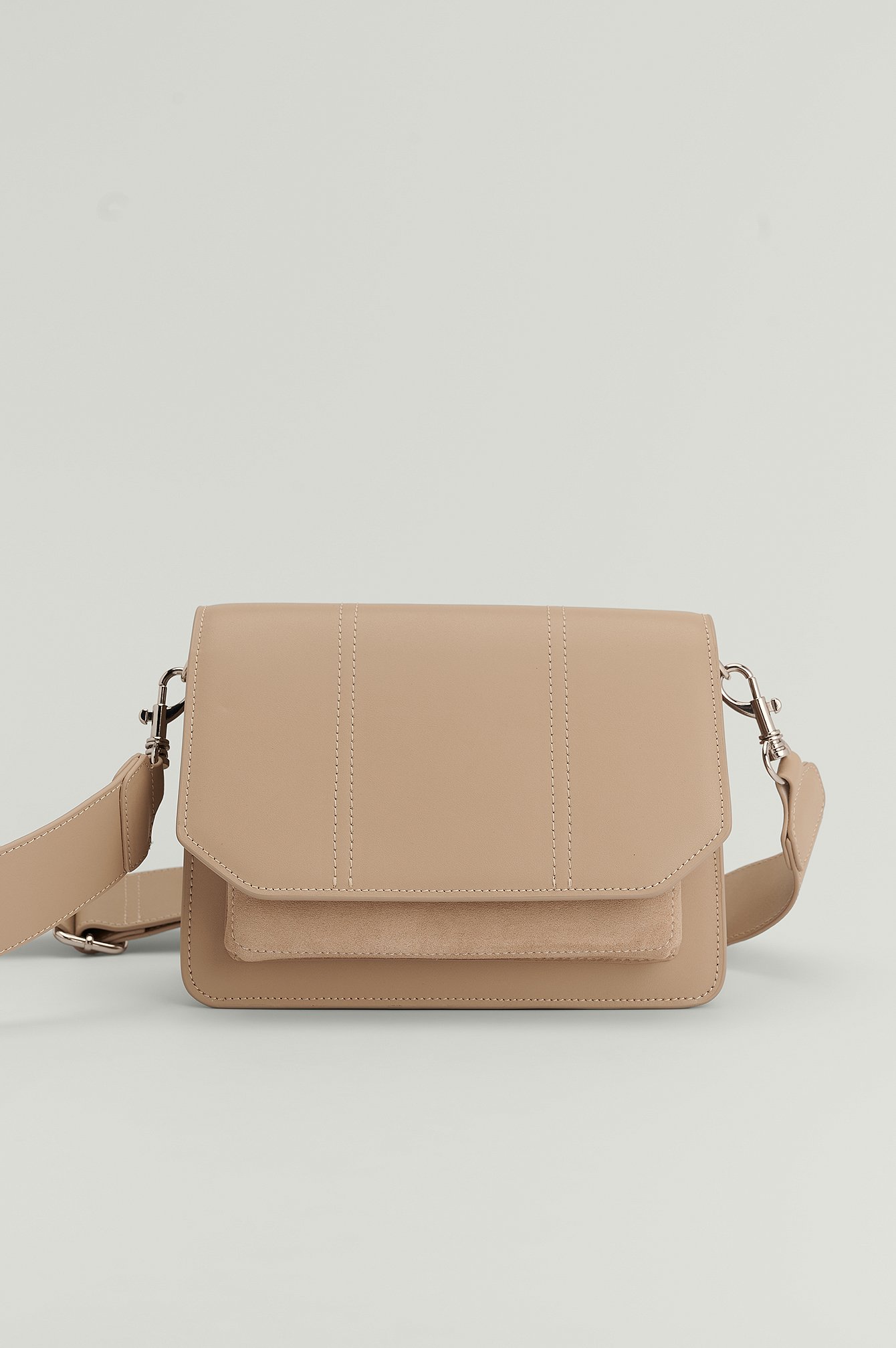 Taupe Leather Compartment Crossover Bag