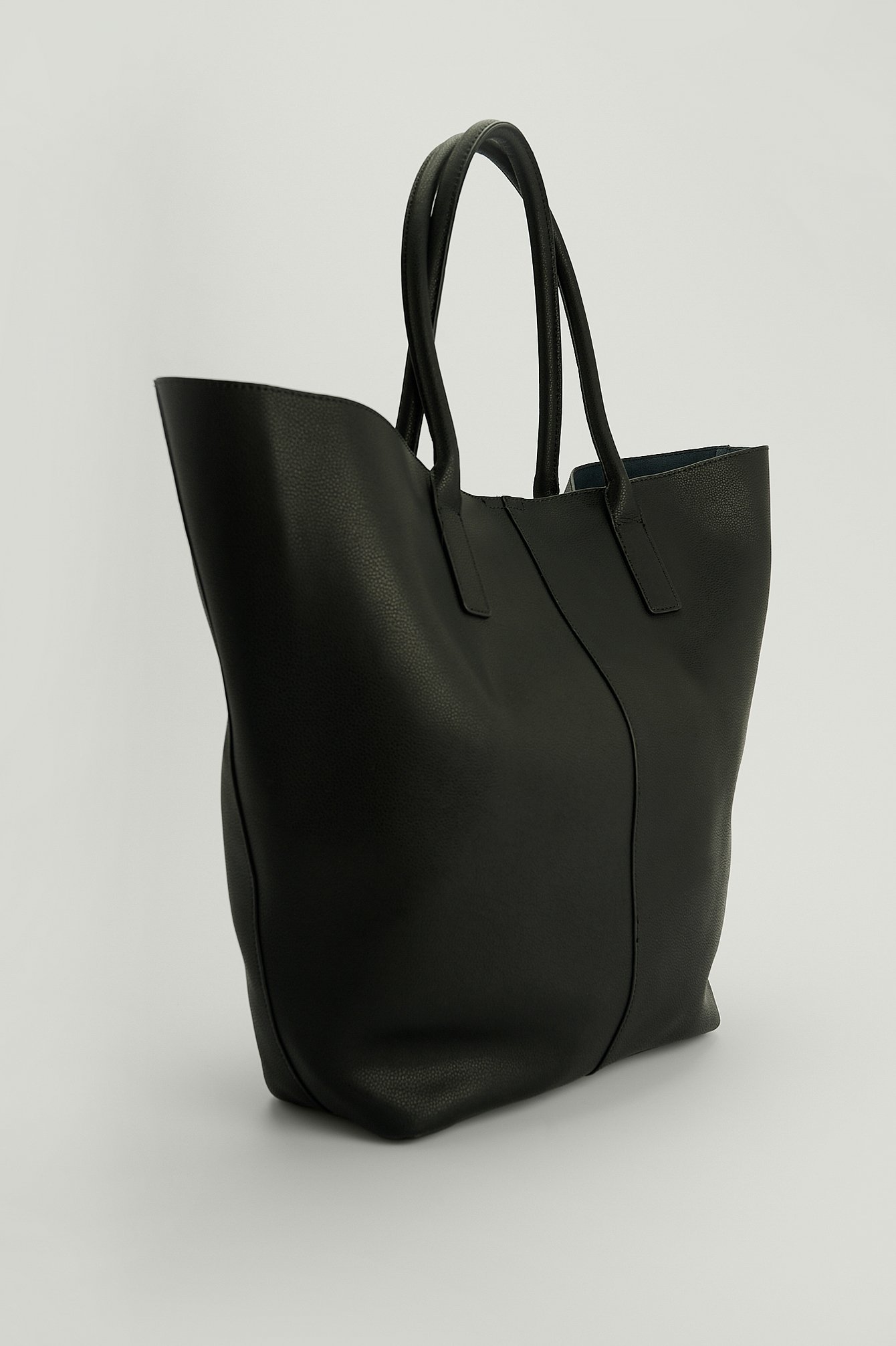 Black Leather Oversize Bucket Bag
