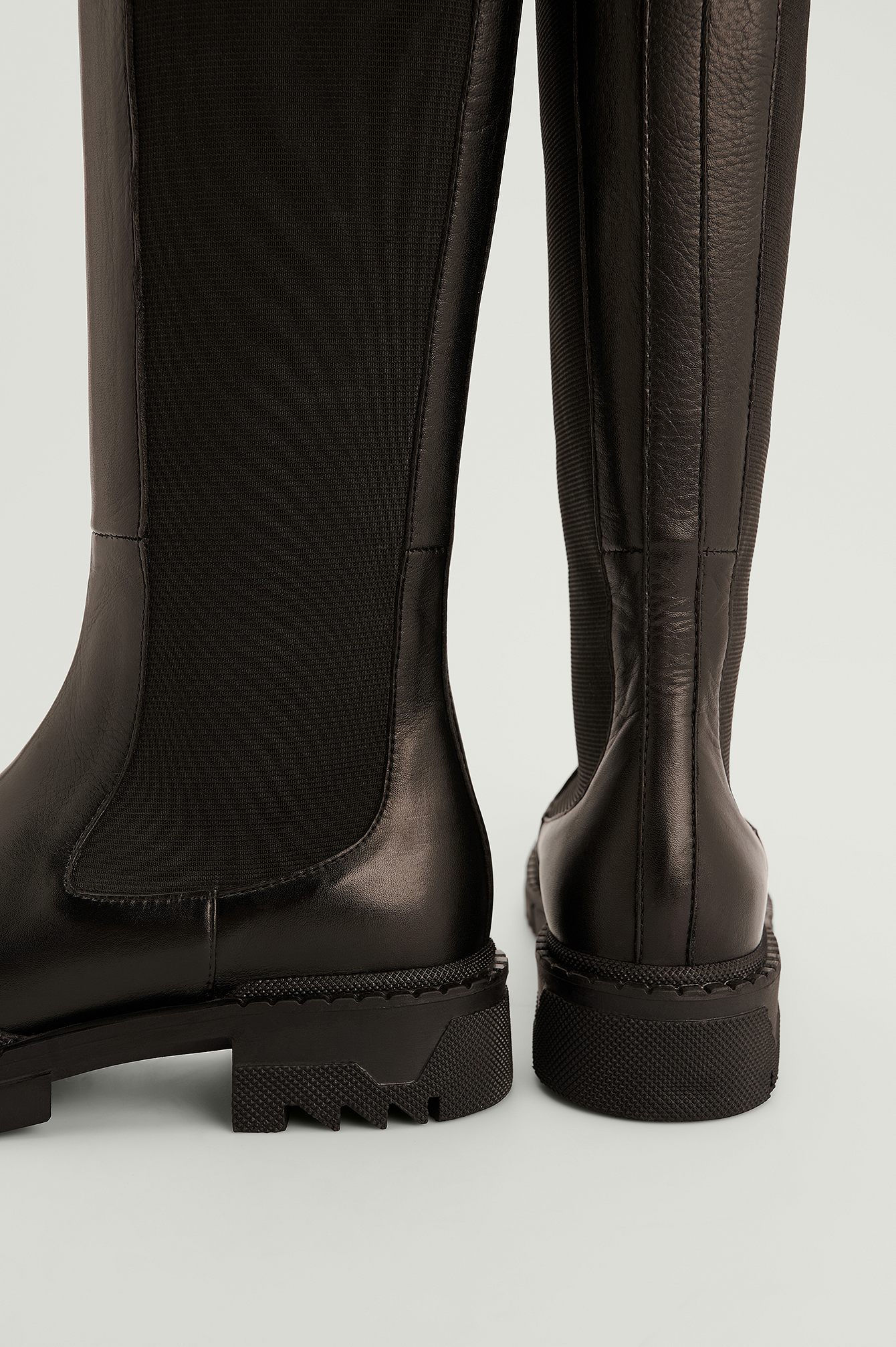 Leather Profile Shaft Boots Black | na-kd.com