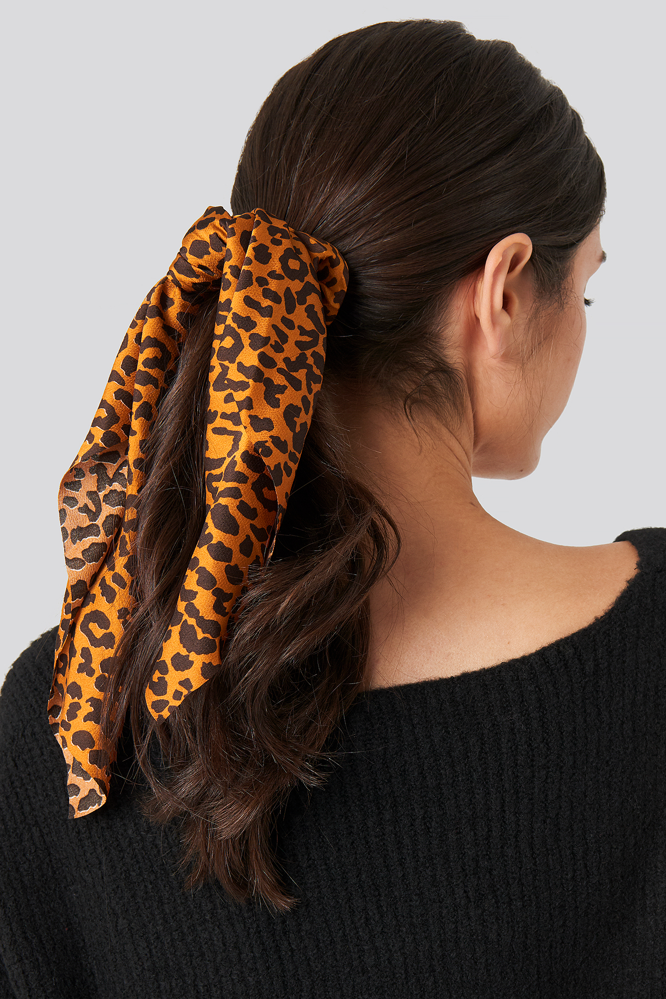 Leopard Bow Scrunchie Terracotta