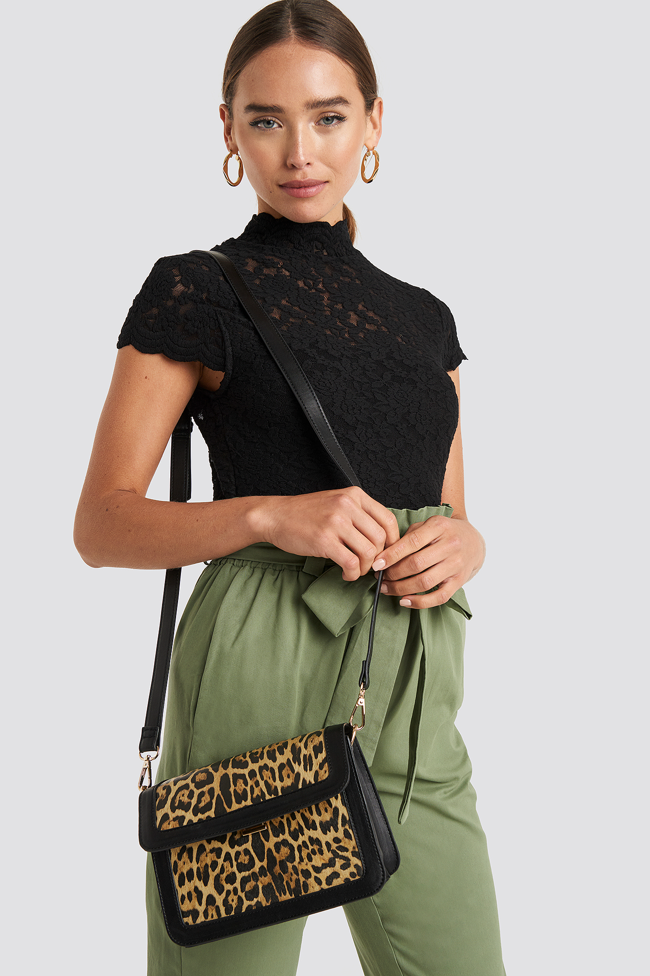 Leopard Crossbody Bag Black