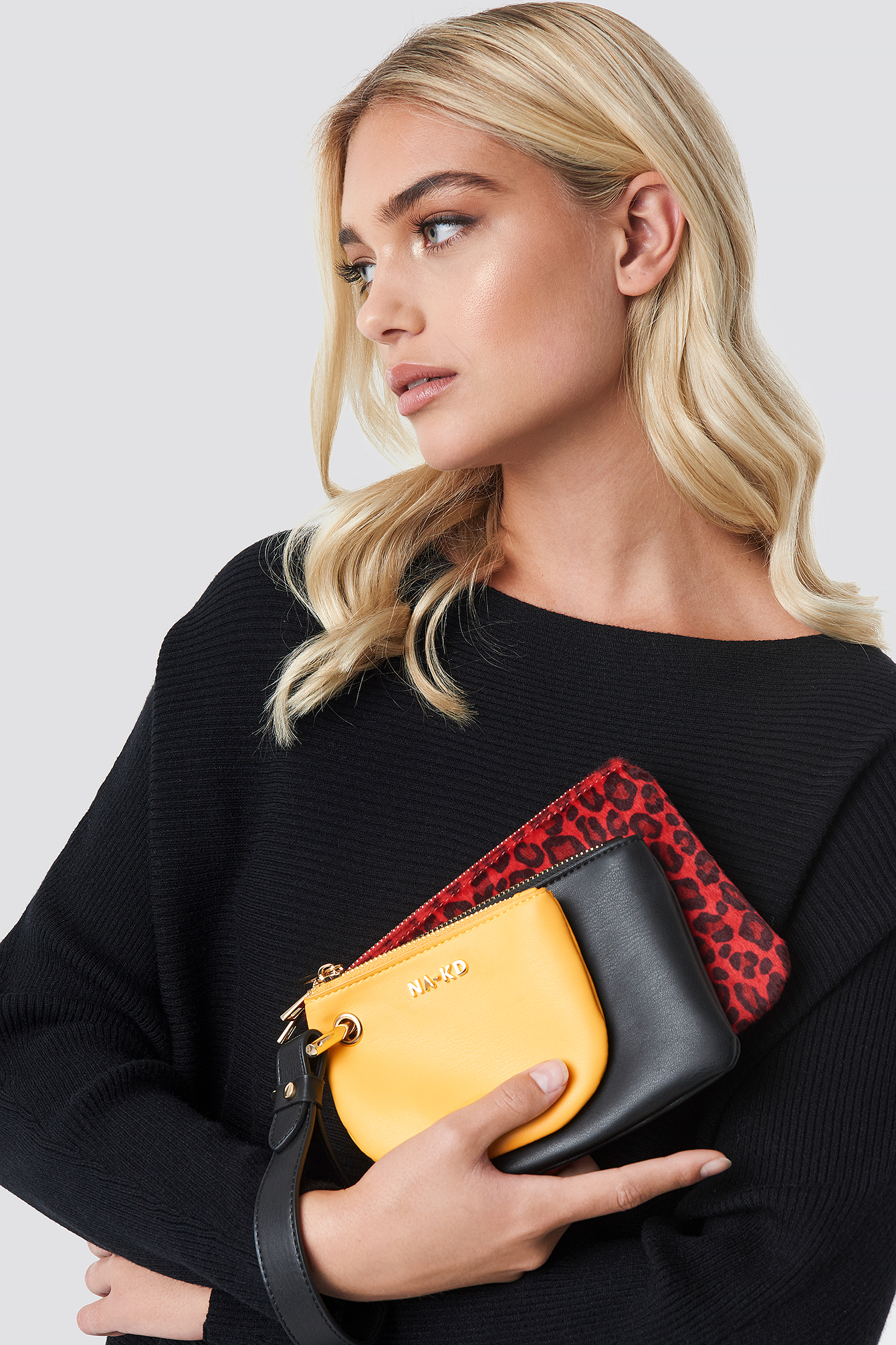 Leopard Layered Clutch Bag Red