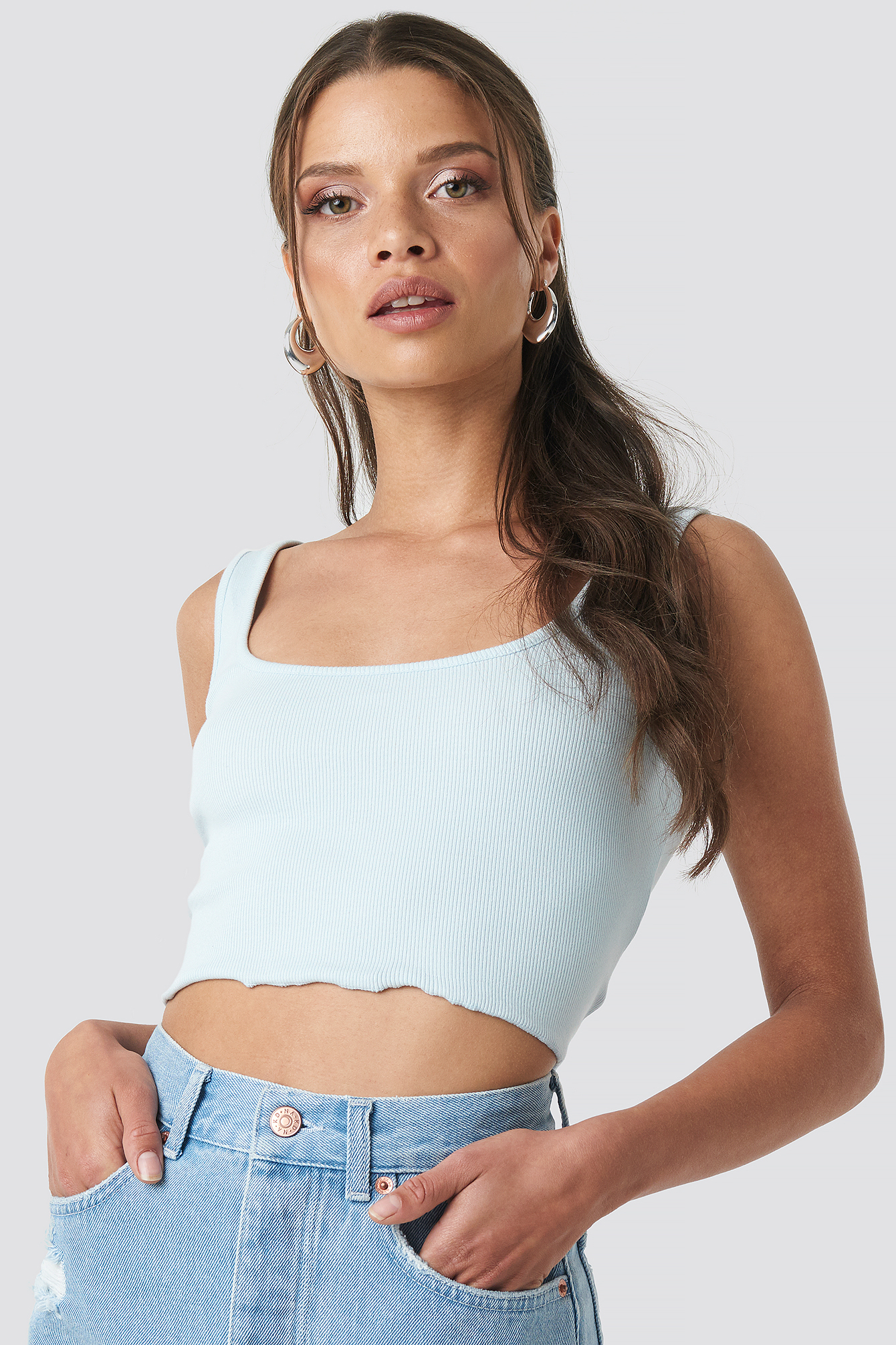 Lettuce Hem Cami Top Blue