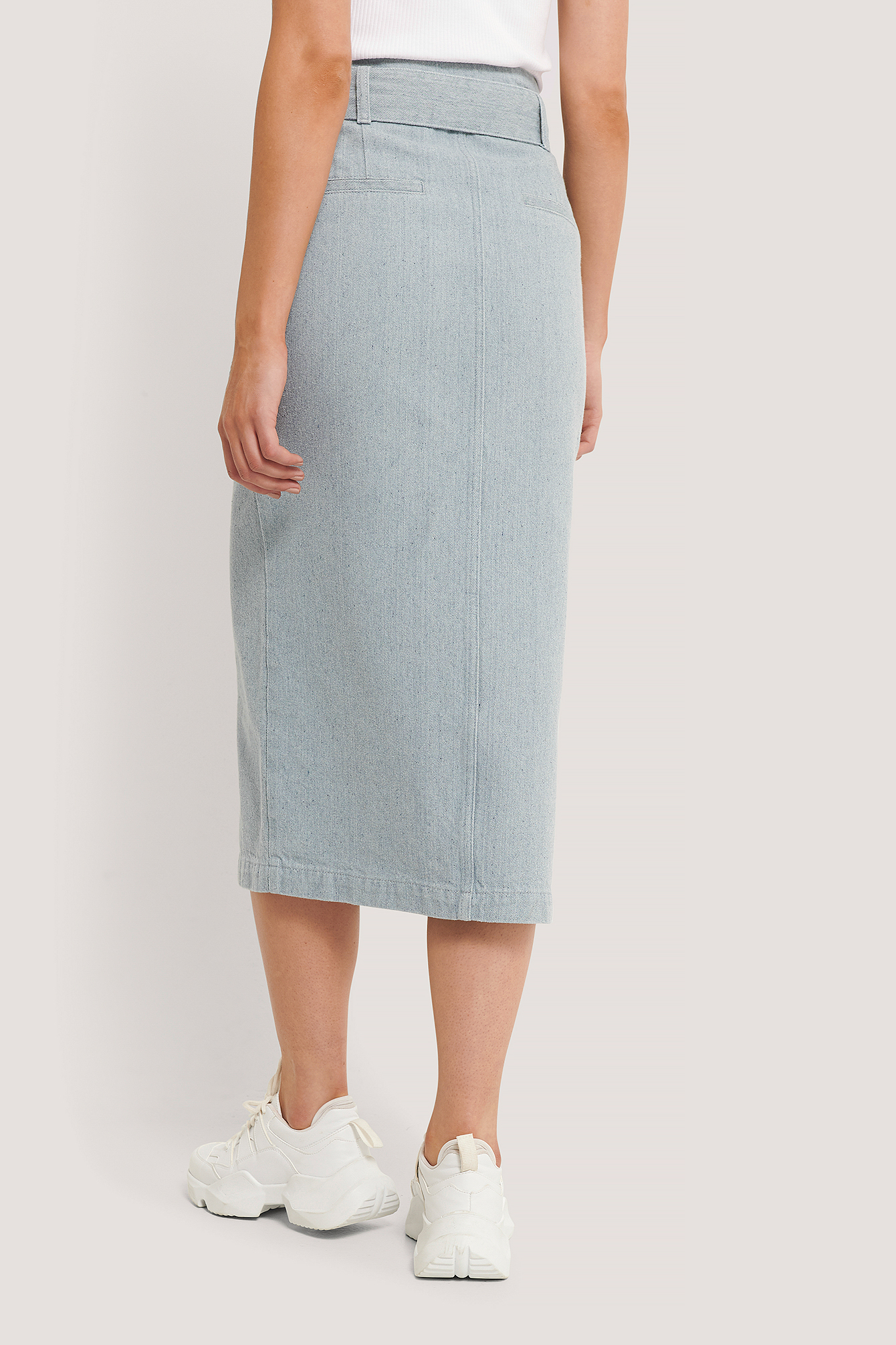 Recycled Light Blue Denim Midi Skirt Blue