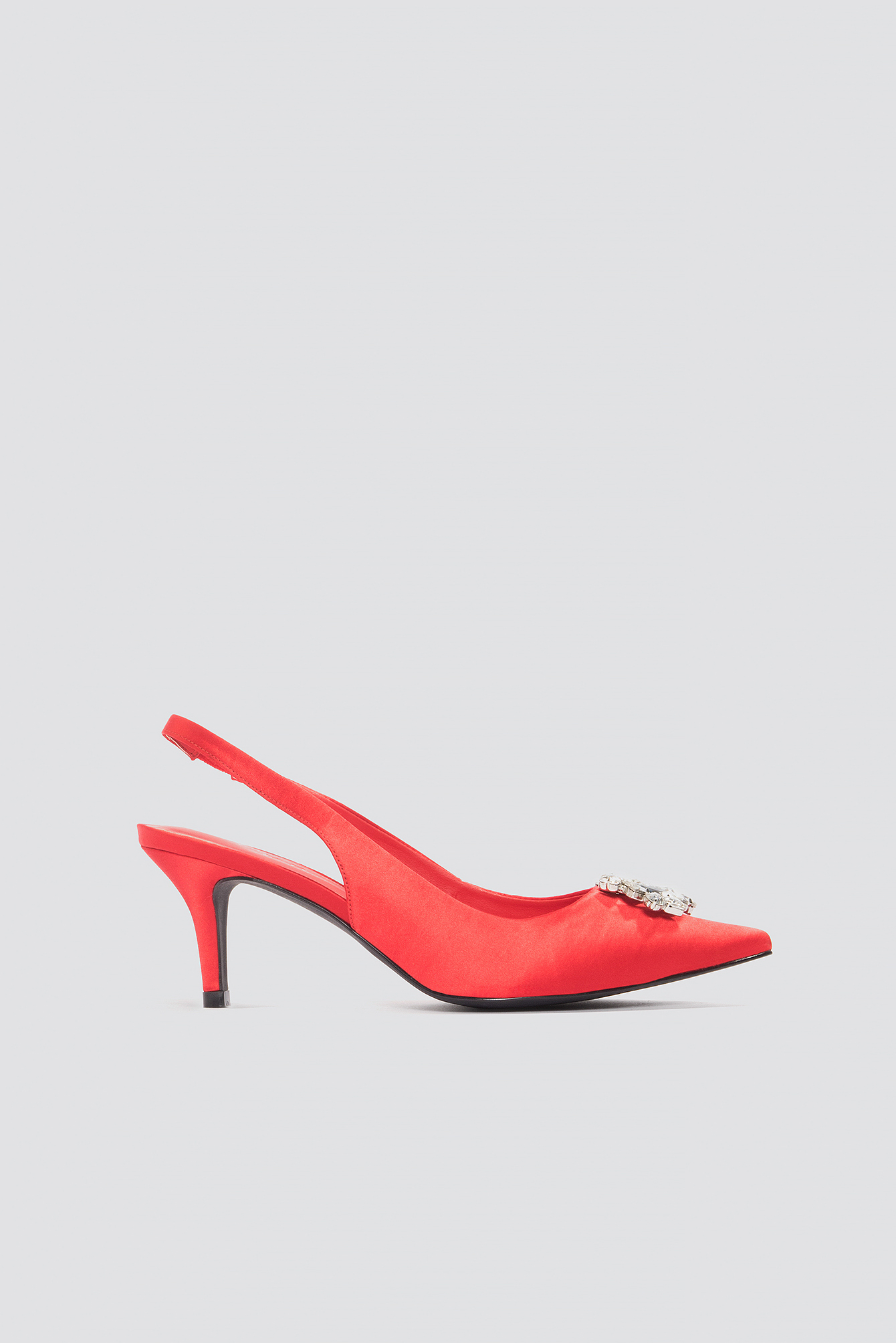 Light Embellished Kitten Heel Pumps Red