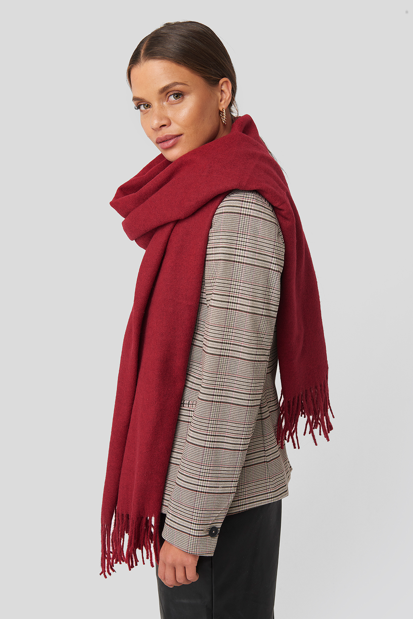Light Wool Blend Scarf Red NAKD