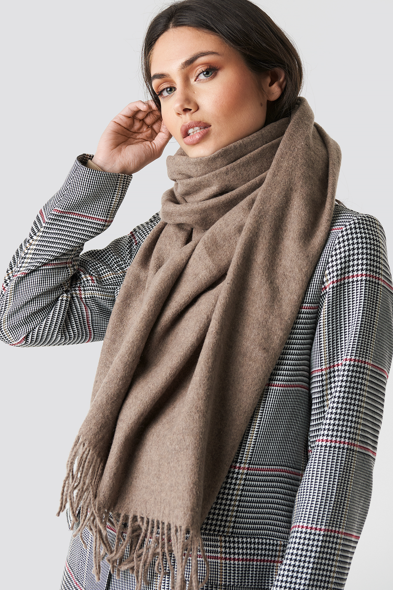 Light Wool Blend Scarf Dusty Sand