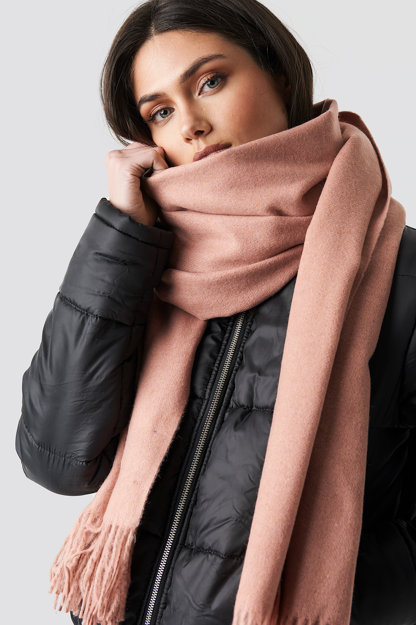 Light Wool Blend Scarf Dusty Pink
