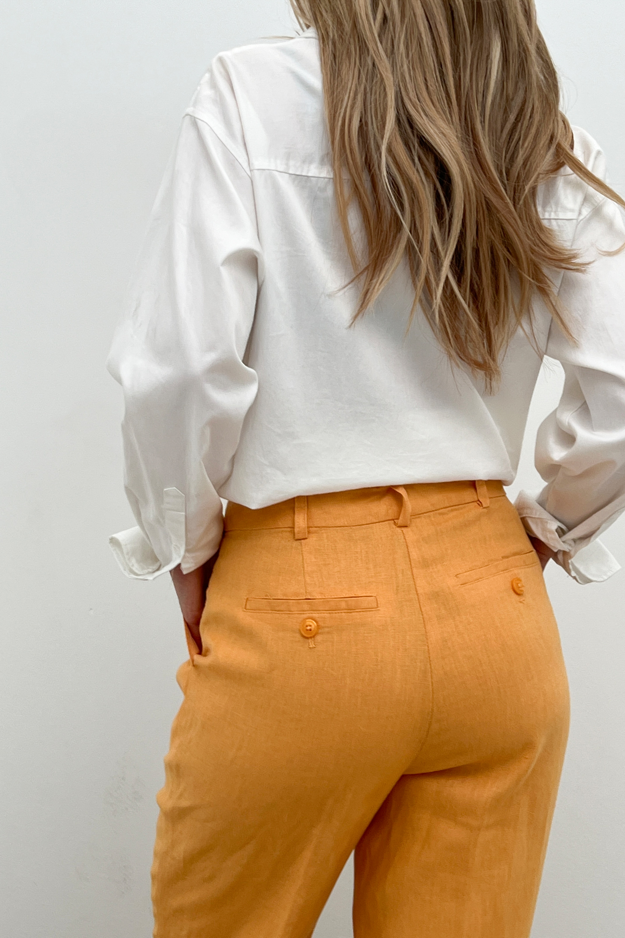 Mode Broeken Linnen broeken Shepards Linnen broek licht Oranje gestippeld casual uitstraling 